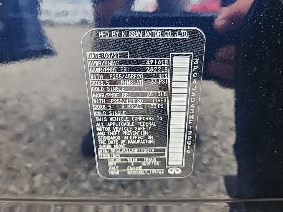 2021 Infiniti Qx50 Autograph Синий vin: 3PCAJ5DA3MF122019