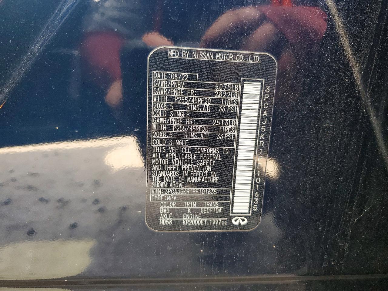 2023 Infiniti Qx55 Essential Black vin: 3PCAJ5KR1PF101635