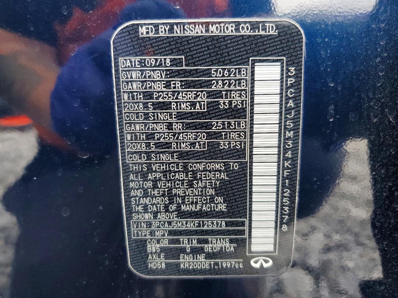 2019 Infiniti Qx50 Essential Blue vin: 3PCAJ5M34KF125378