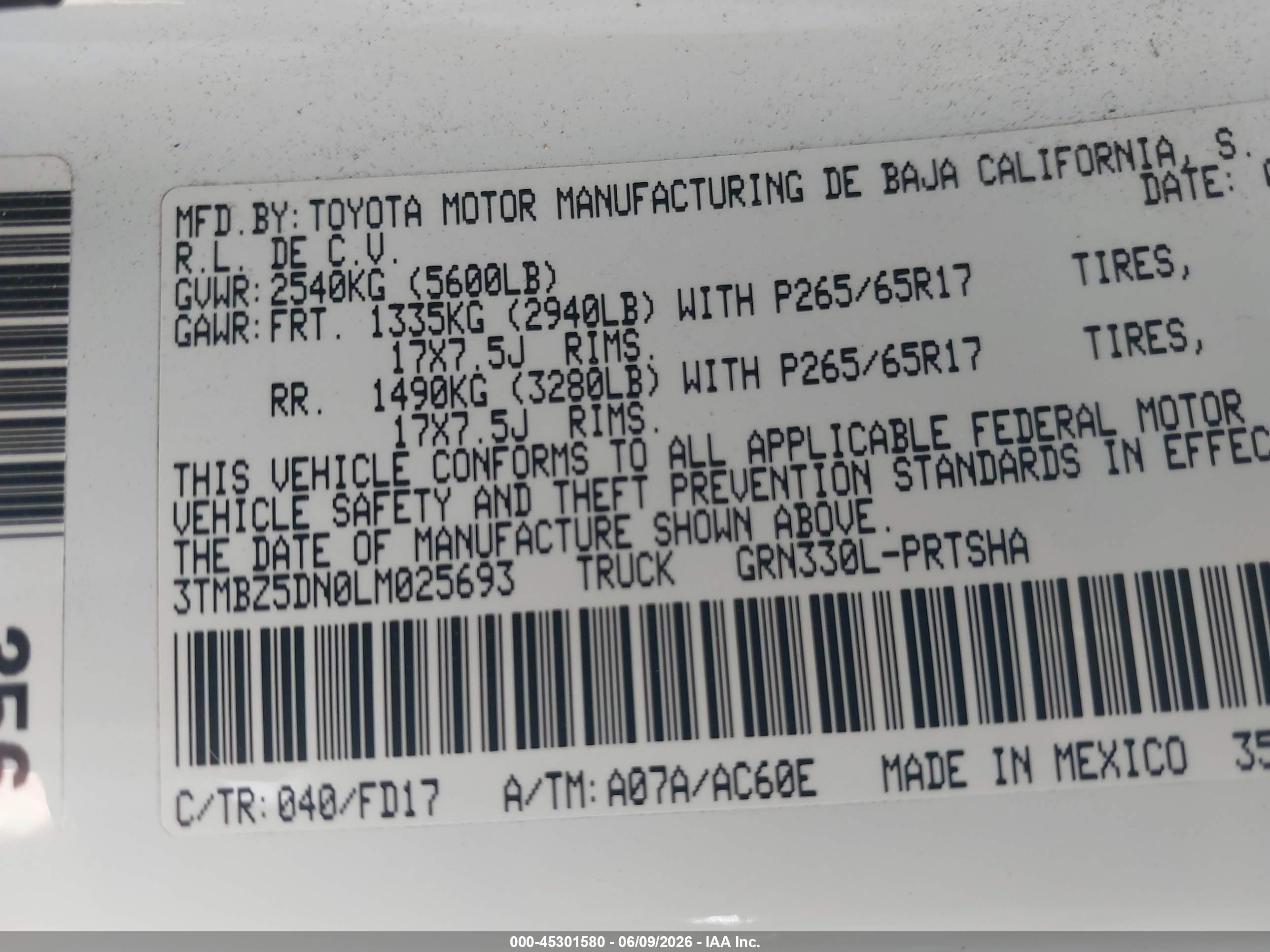 2020 Toyota Tacoma Trd Sport White vin: 3TMBZ5DN0LM025693