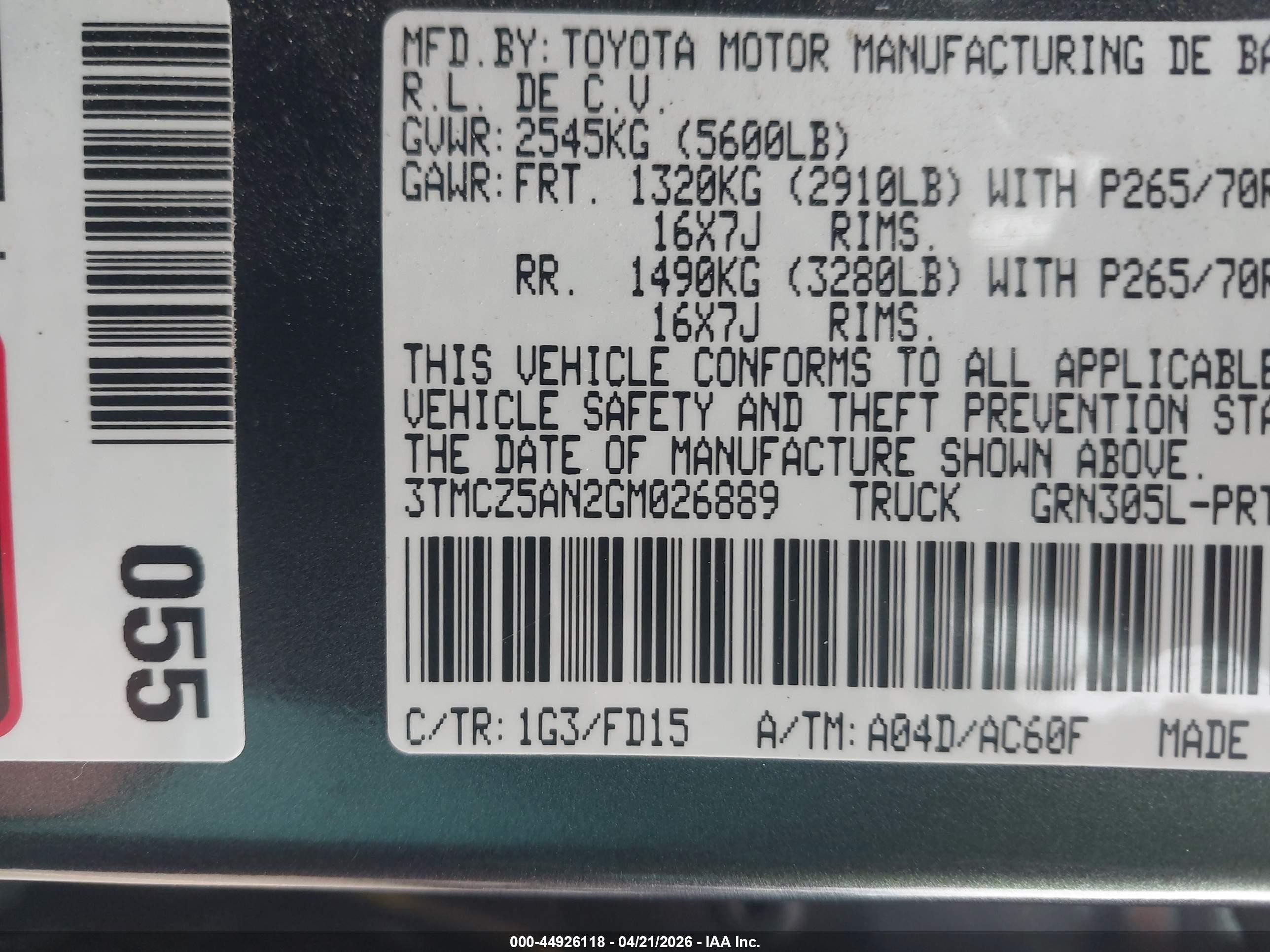2016 Toyota Tacoma Trd Off Road Gray vin: 3TMCZ5AN2GM026889