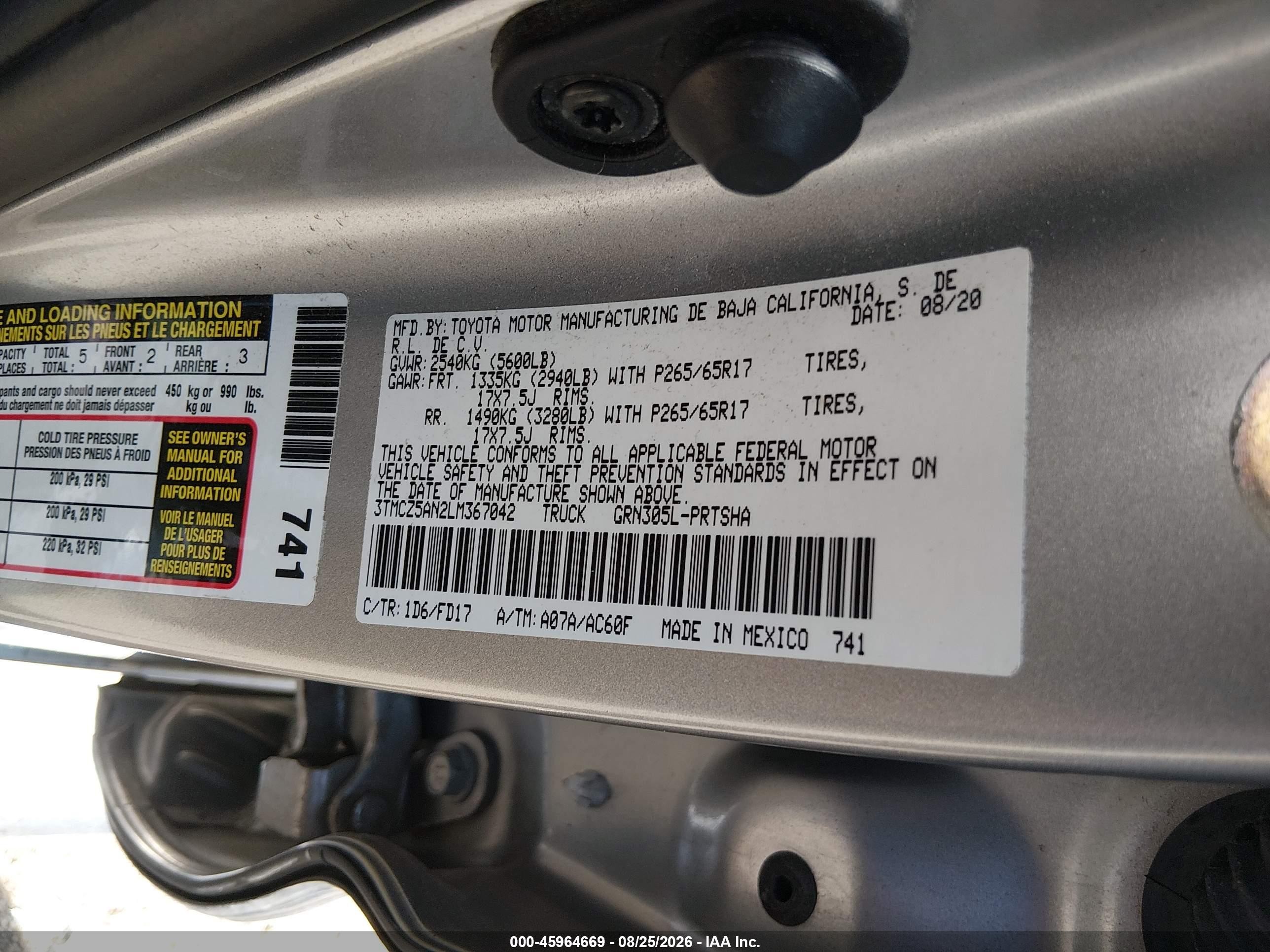 2020 Toyota Tacoma Trd Sport Серебряный vin: 3TMCZ5AN2LM367042
