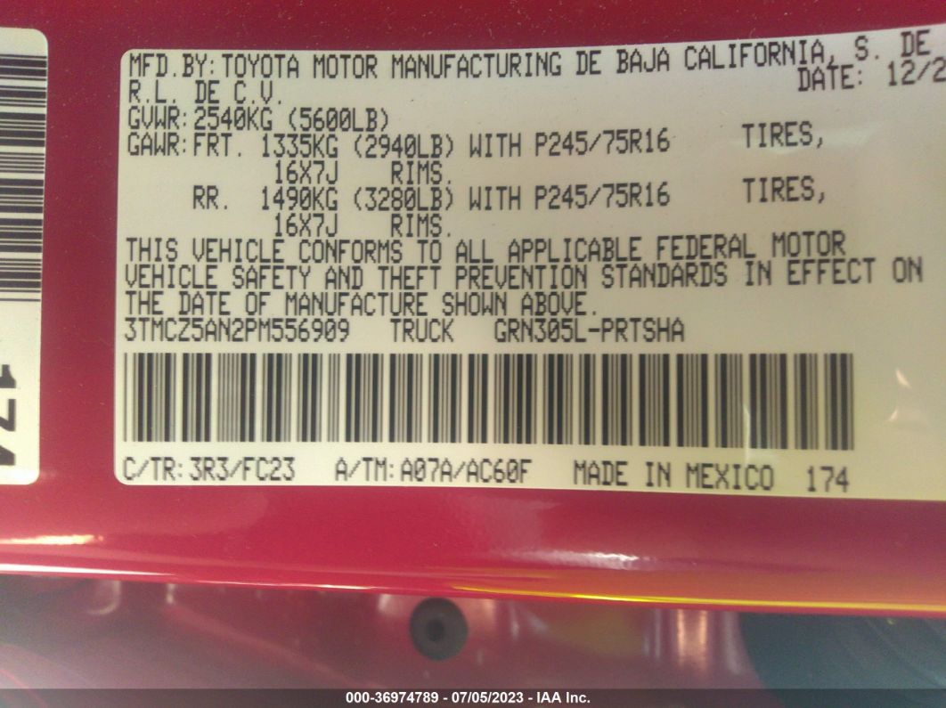 2023 Toyota Tacoma 4wd Sr5 Red vin: 3TMCZ5AN2PM556909