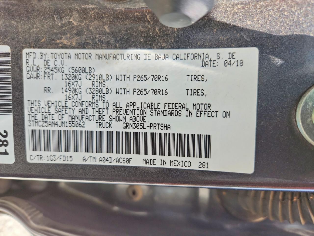 2018 Toyota Tacoma Trd Off-road Gray vin: 3TMCZ5AN4JM155062