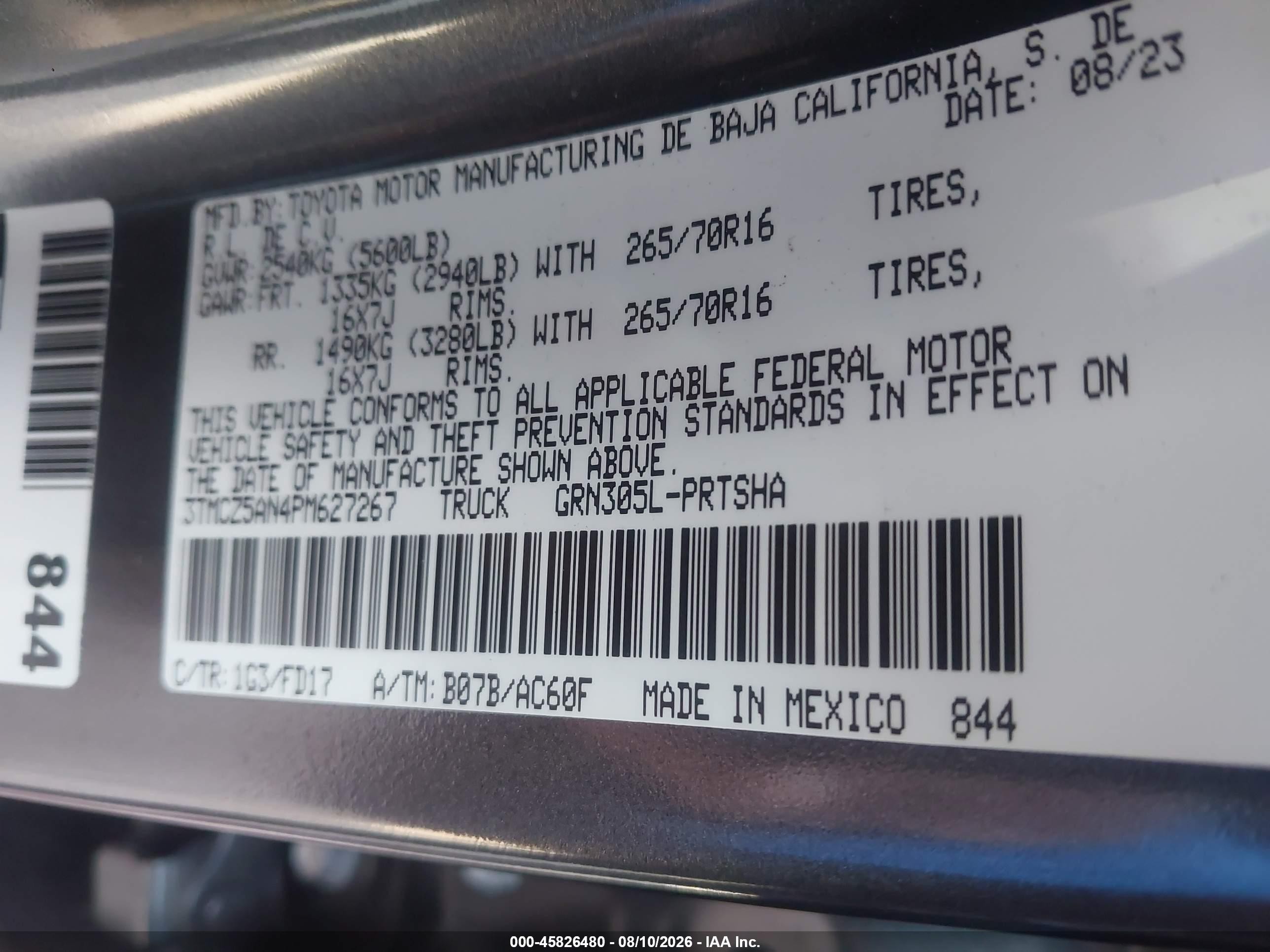 2023 Toyota Tacoma Trd Off Road Gray vin: 3TMCZ5AN4PM627267