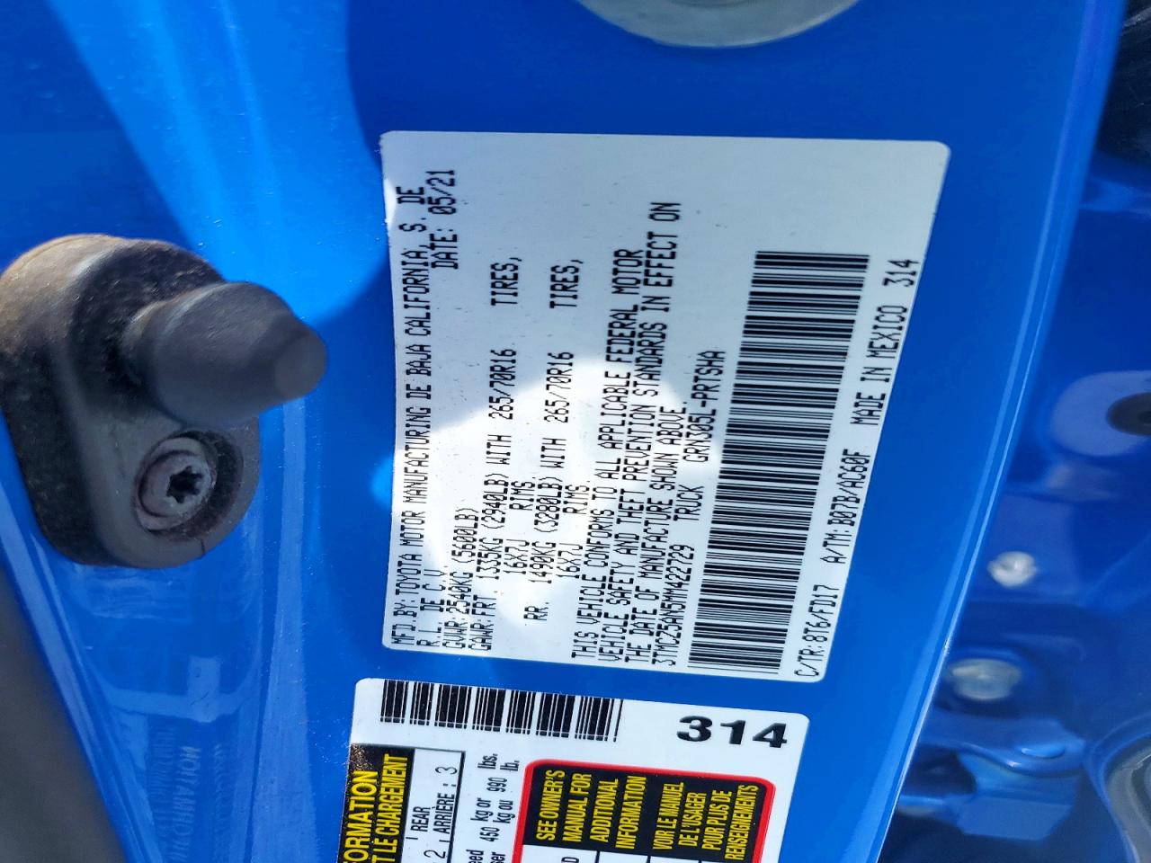 2021 Toyota Tacoma Trd Off-road Blue vin: 3TMCZ5AN5MM422729