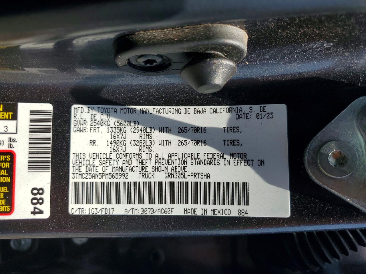 2023 Toyota Tacoma Trd Off-road Charcoal vin: 3TMCZ5AN5PM565992
