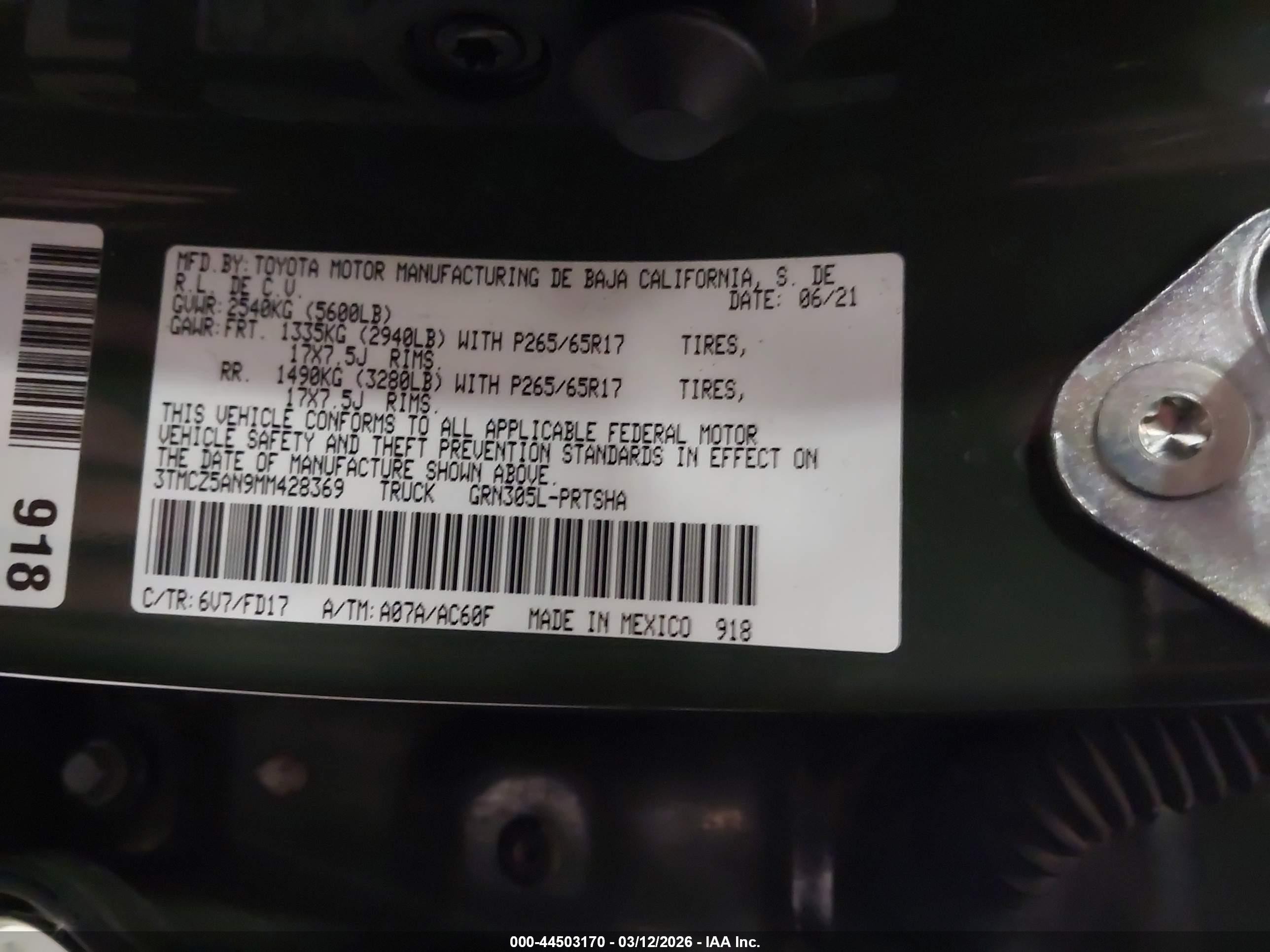 2021 Toyota Tacoma Trd Sport Green vin: 3TMCZ5AN9MM428369