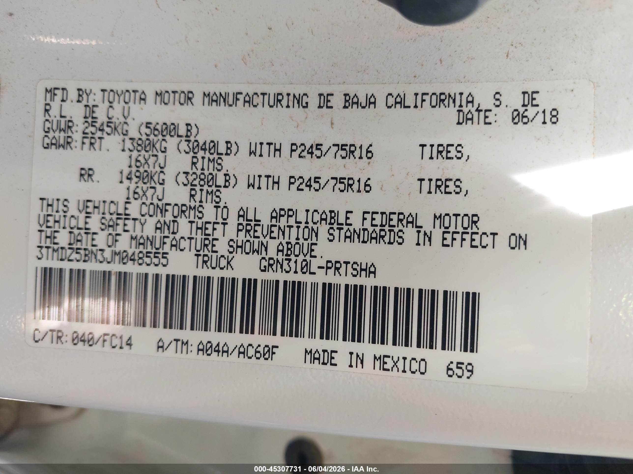 2018 Toyota Tacoma Sr5 V6 White vin: 3TMDZ5BN3JM048555