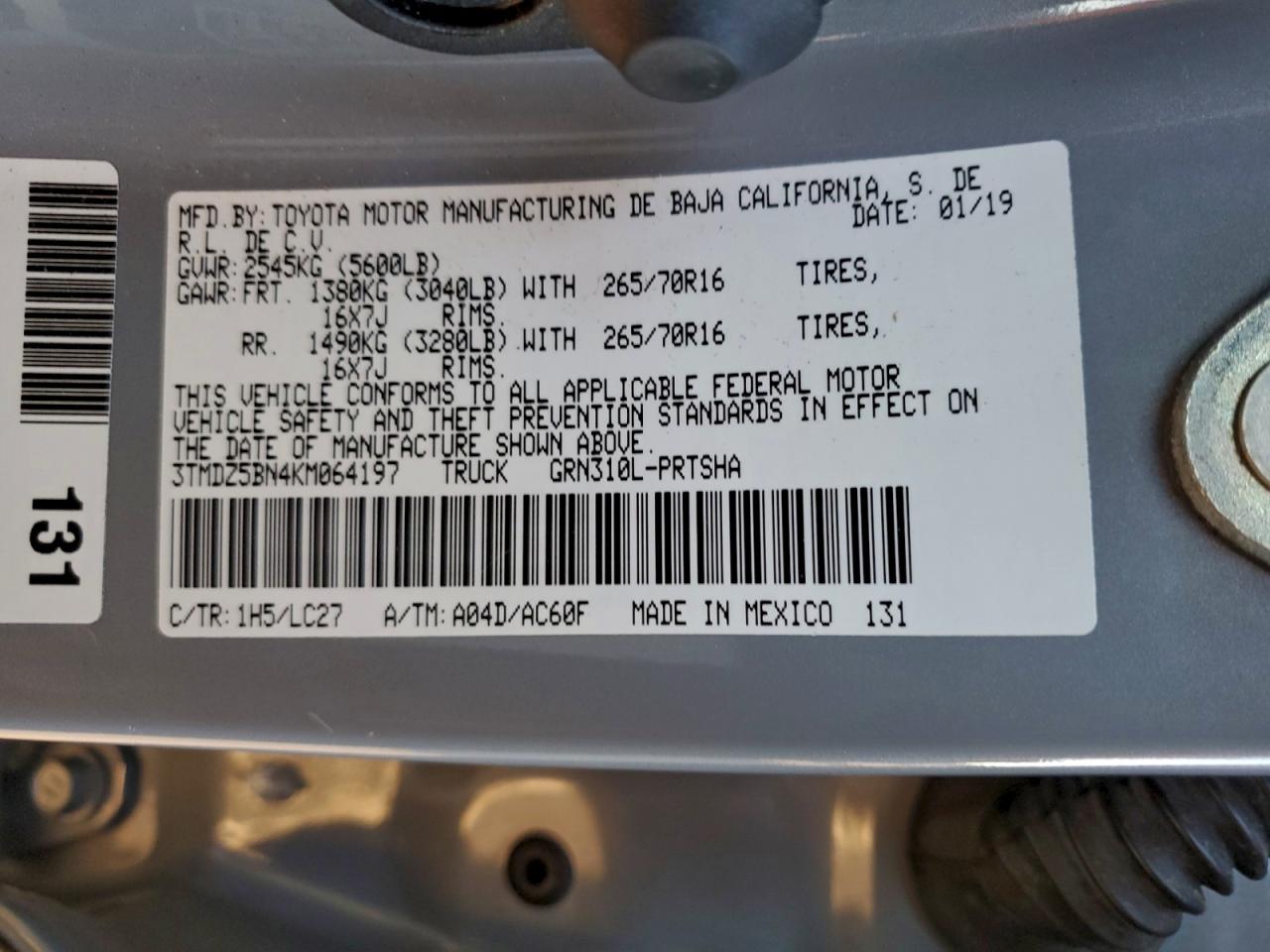 2019 Toyota Tacoma Double Cab Gray vin: 3TMDZ5BN4KM064197