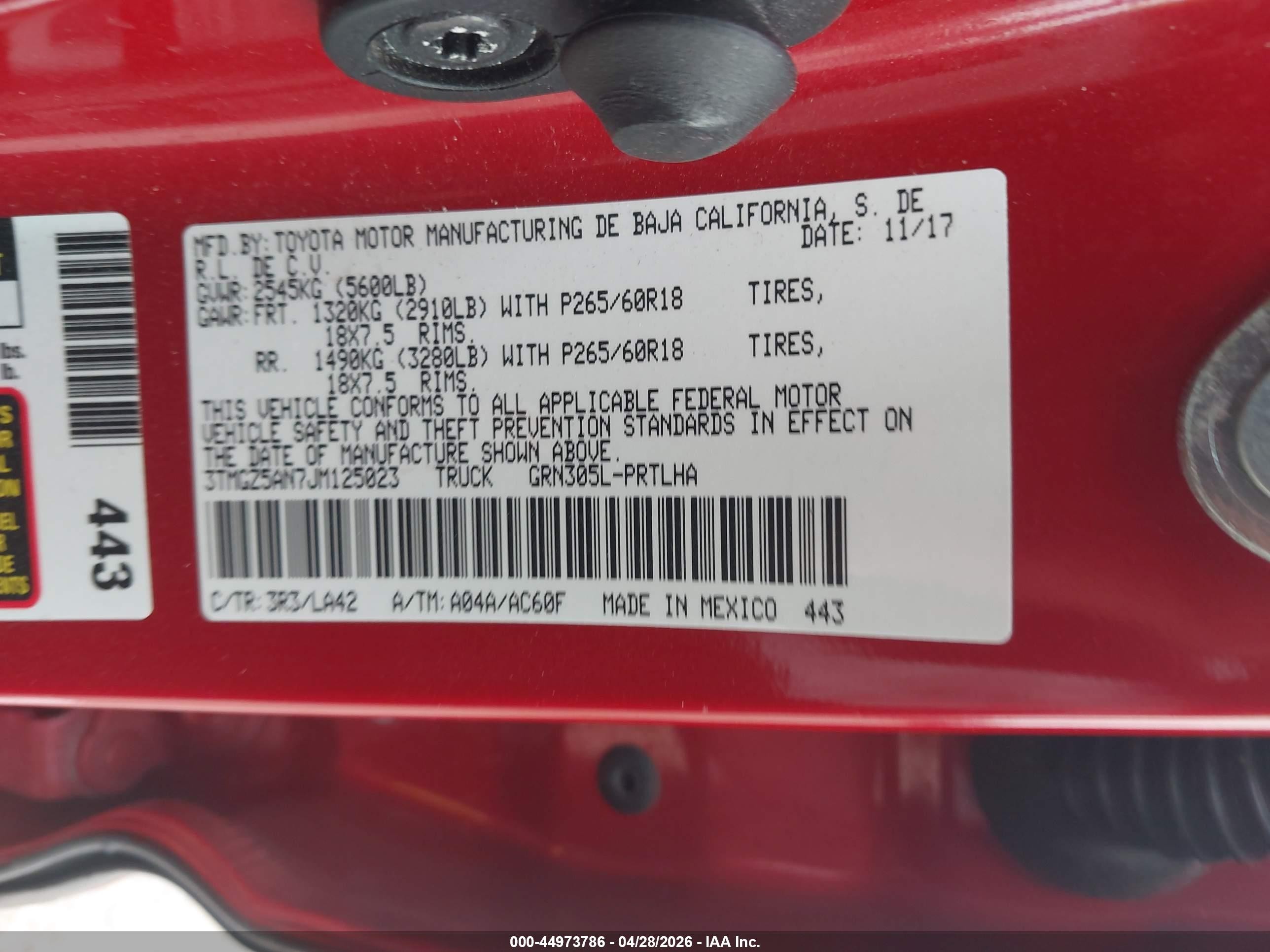 2018 Toyota Tacoma Limited Красный vin: 3TMGZ5AN7JM125023