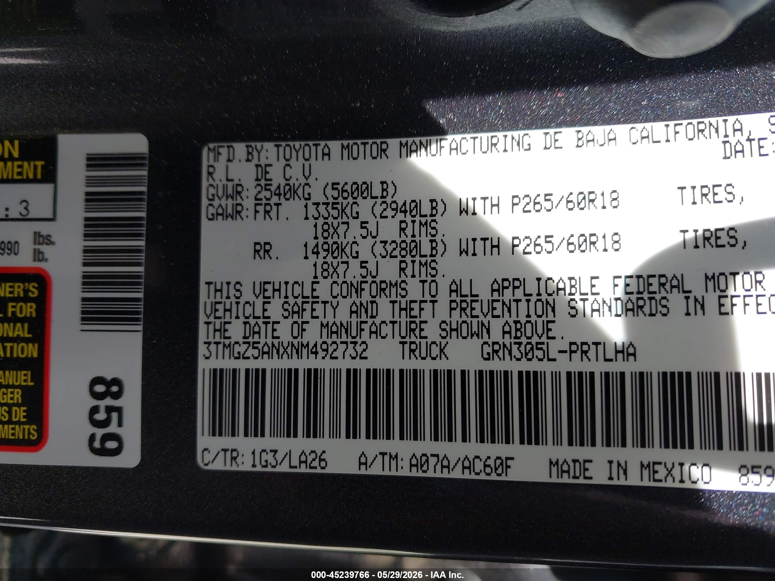 2022 Toyota Tacoma Limited Серый vin: 3TMGZ5ANXNM492732