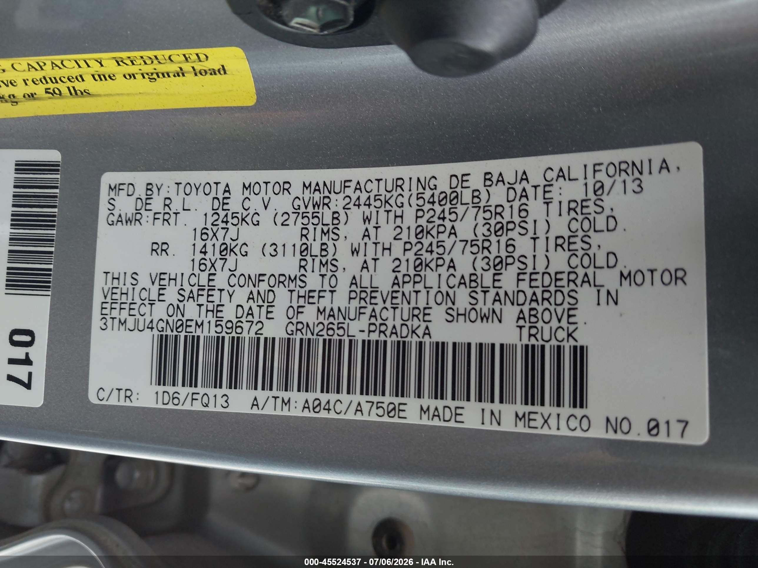 2014 Toyota Tacoma Prerunner V6 Серебряный vin: 3TMJU4GN0EM159672