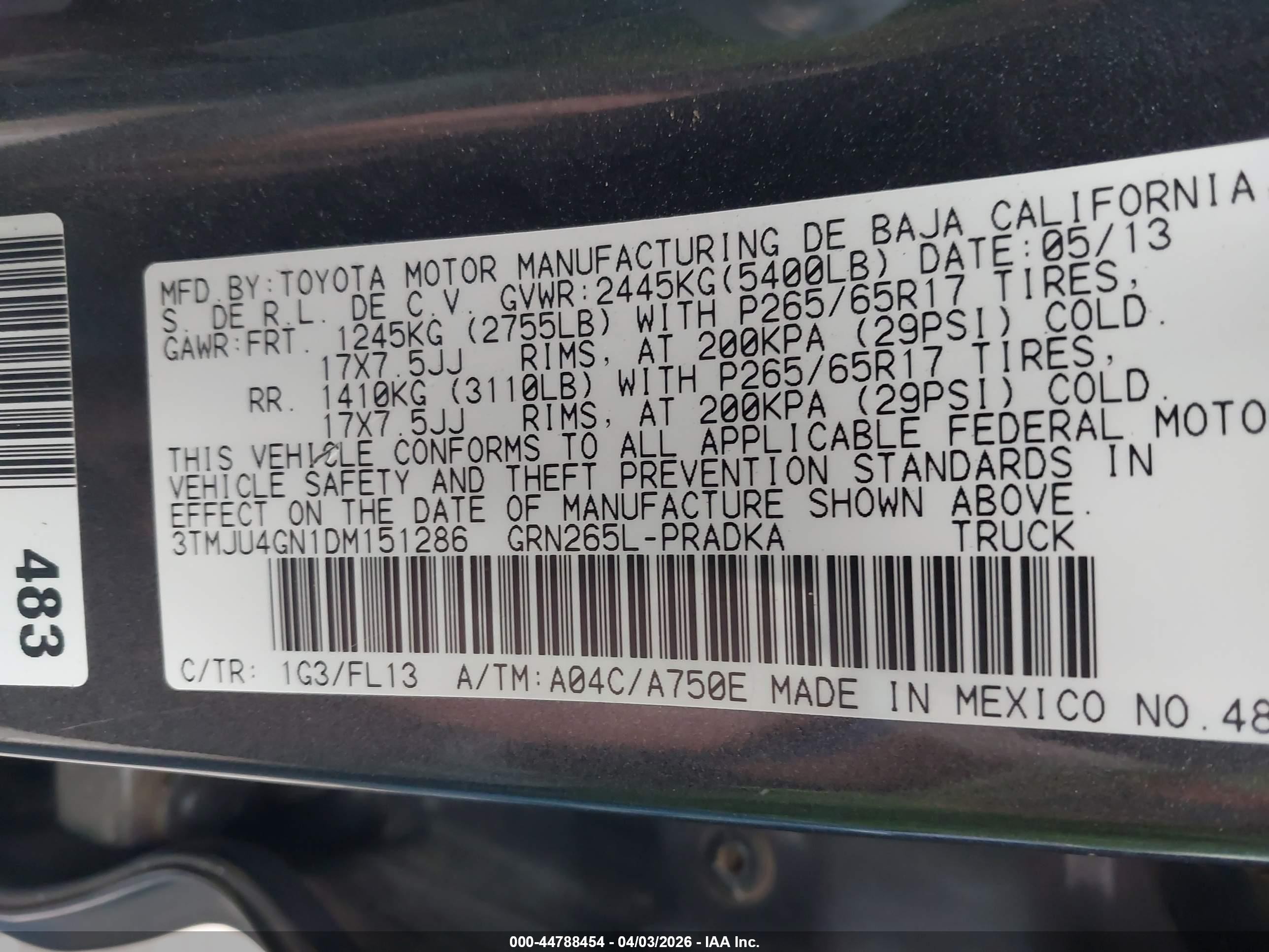 2013 Toyota Tacoma Prerunner V6 Gray vin: 3TMJU4GN1DM151286