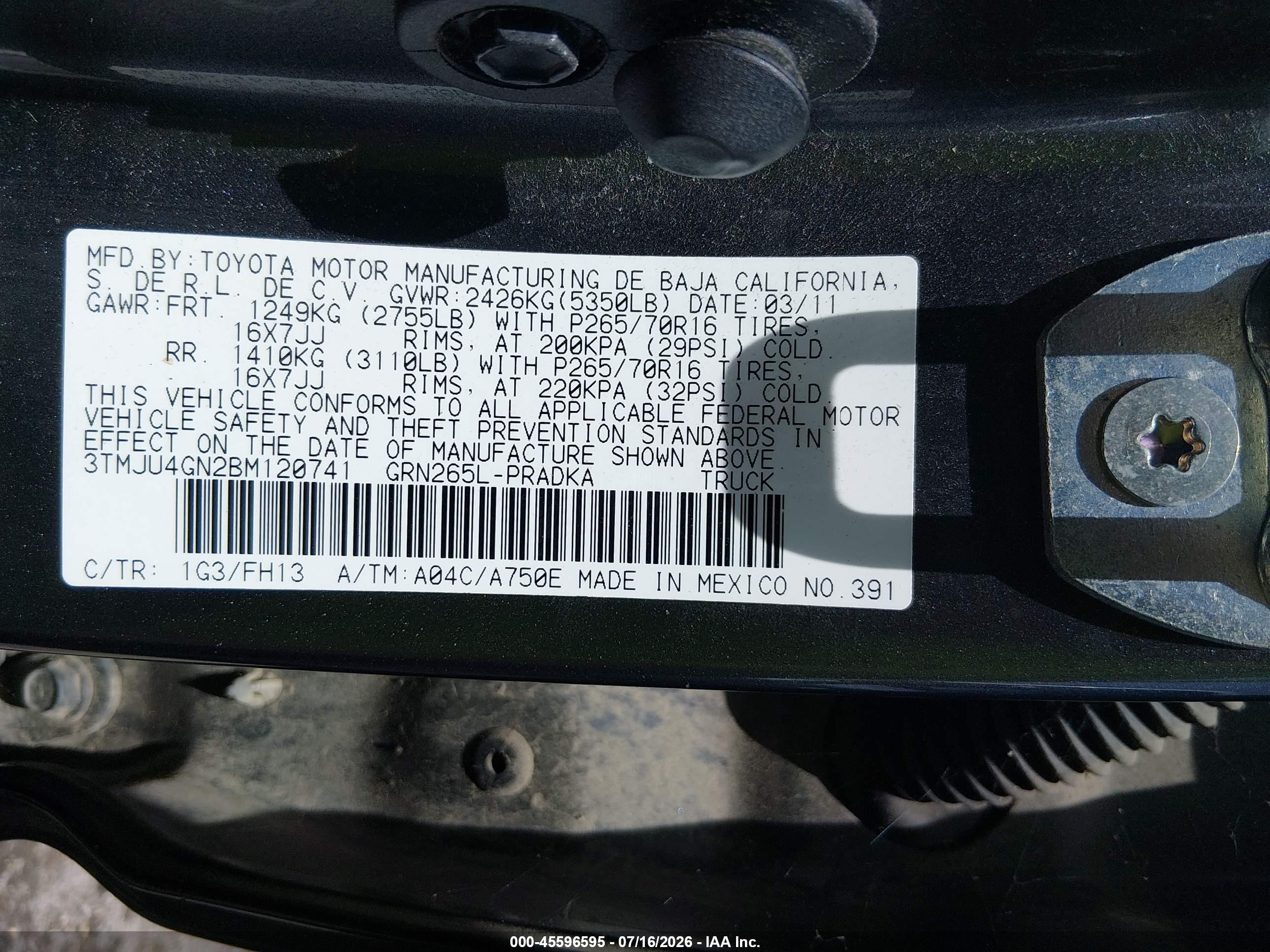 2011 Toyota Tacoma Prerunner V6 Gray vin: 3TMJU4GN2BM120741