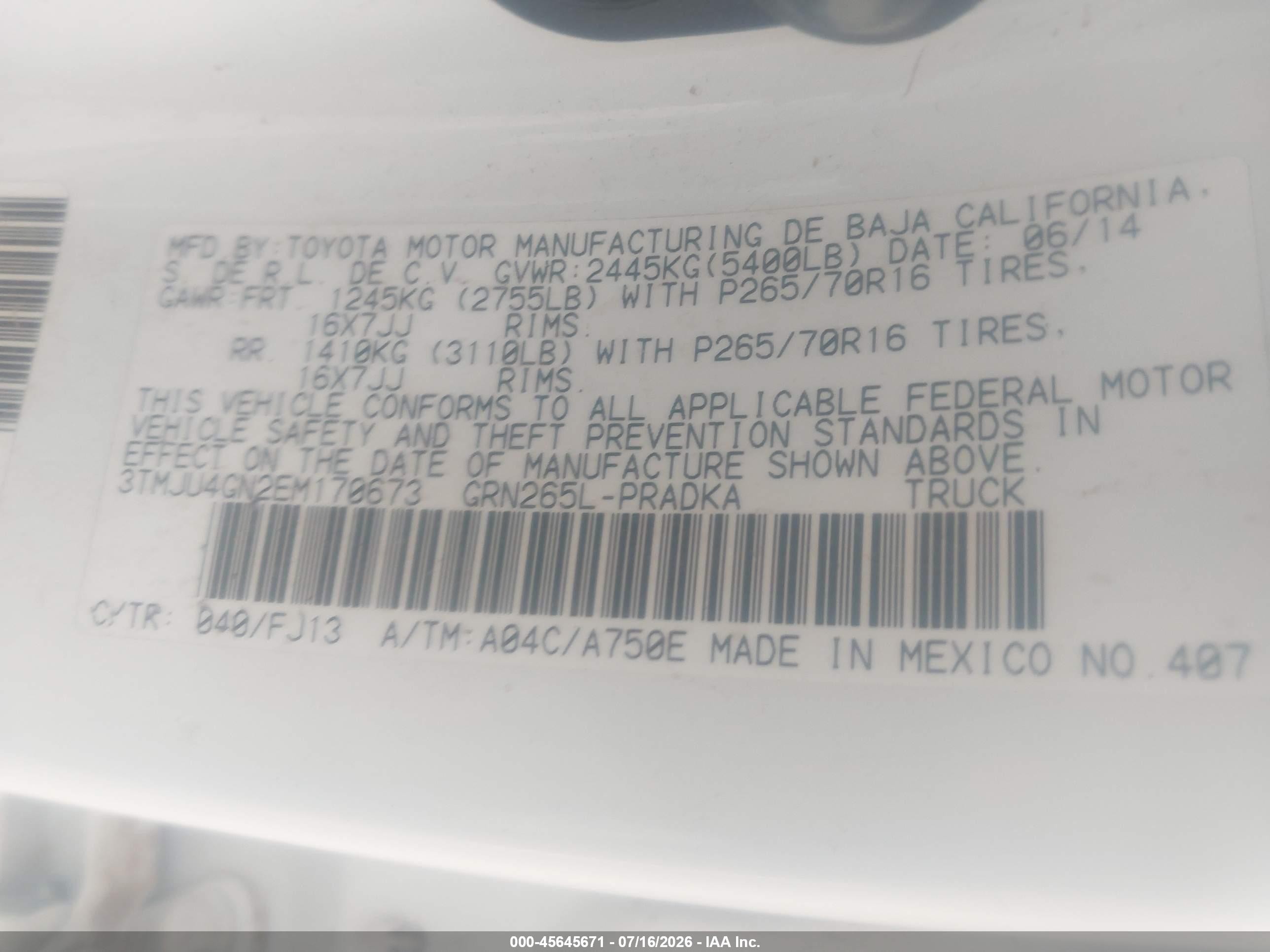 2014 Toyota Tacoma Prerunner V6 Белый vin: 3TMJU4GN2EM170673