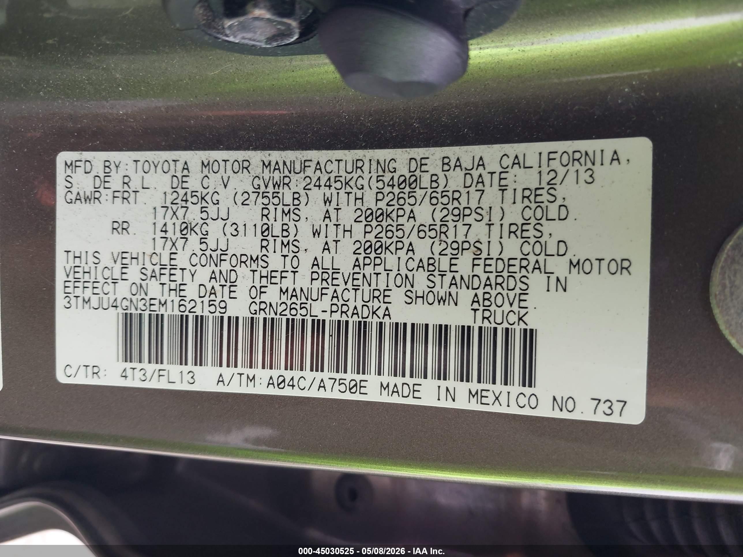 2014 Toyota Tacoma Prerunner V6 Коричневый vin: 3TMJU4GN3EM162159