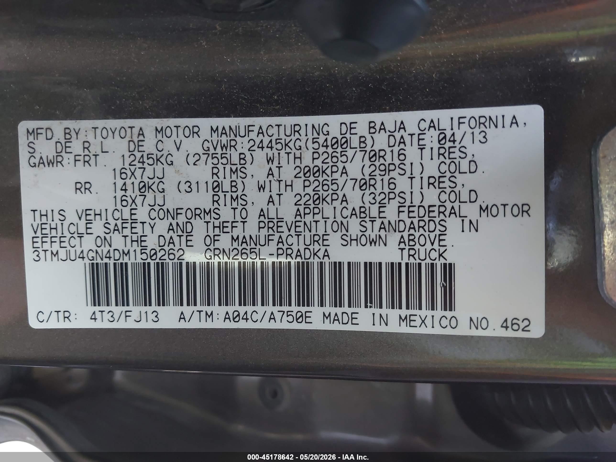 2013 Toyota Tacoma Prerunner V6 Gray vin: 3TMJU4GN4DM150262