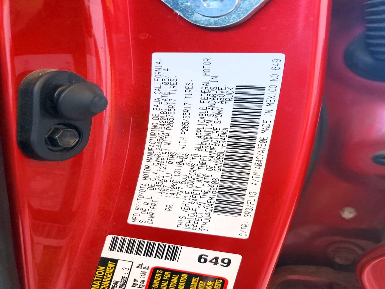 2014 Toyota Tacoma Double Cab Prerunner Red vin: 3TMJU4GN4EM169508