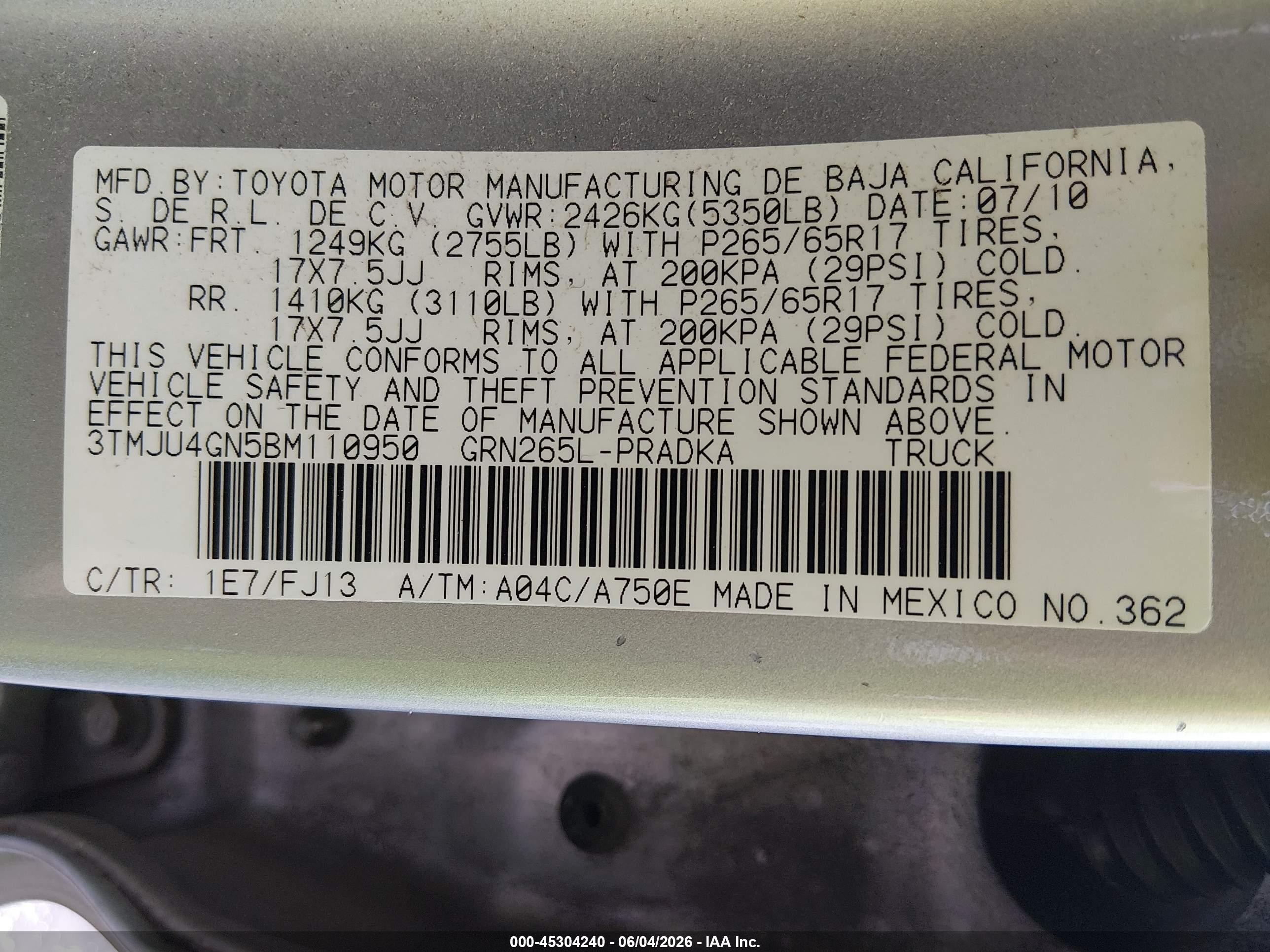 2011 Toyota Tacoma Prerunner V6 Silver vin: 3TMJU4GN5BM110950