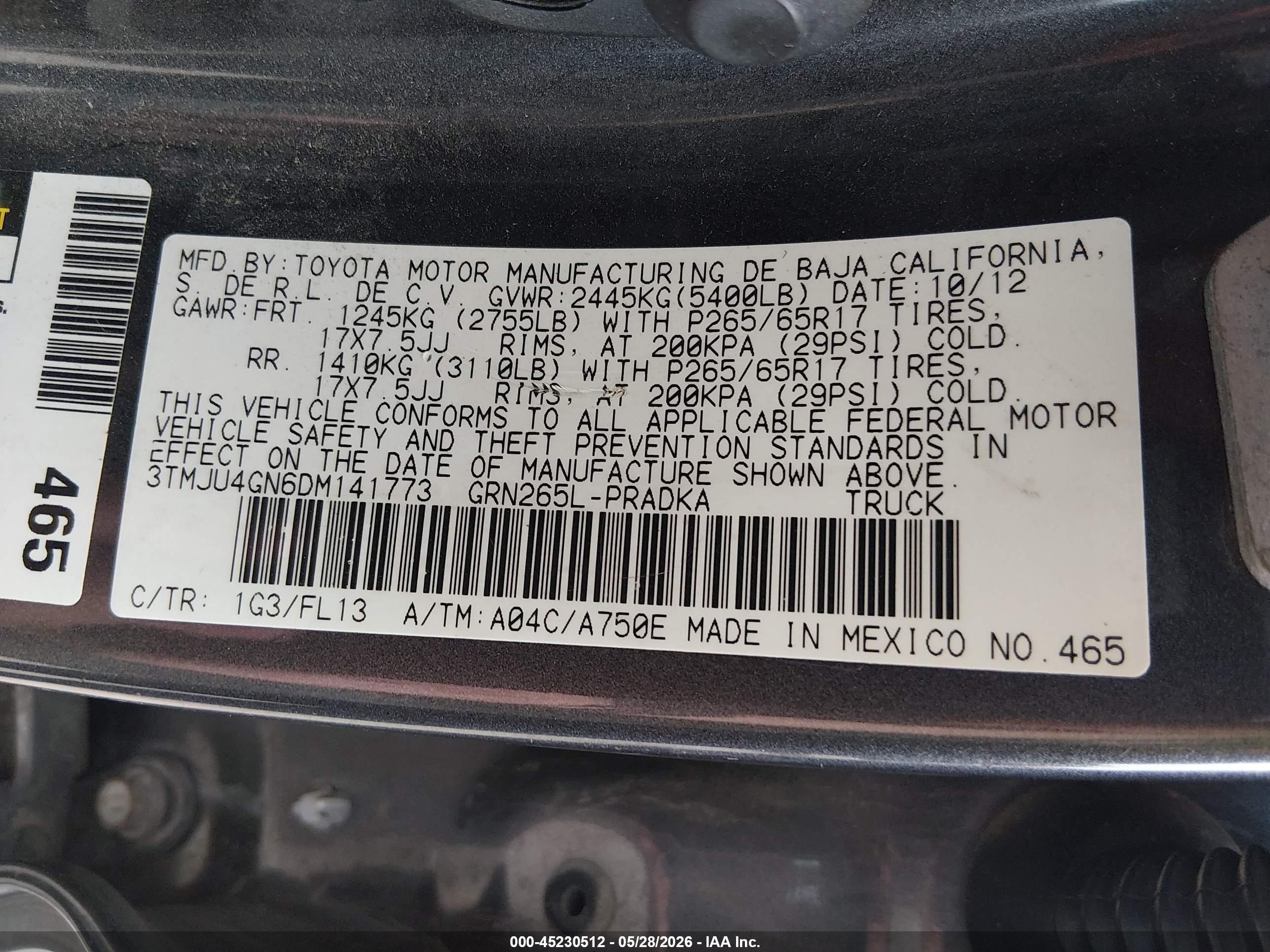 2013 Toyota Tacoma Prerunner V6 Gray vin: 3TMJU4GN6DM141773