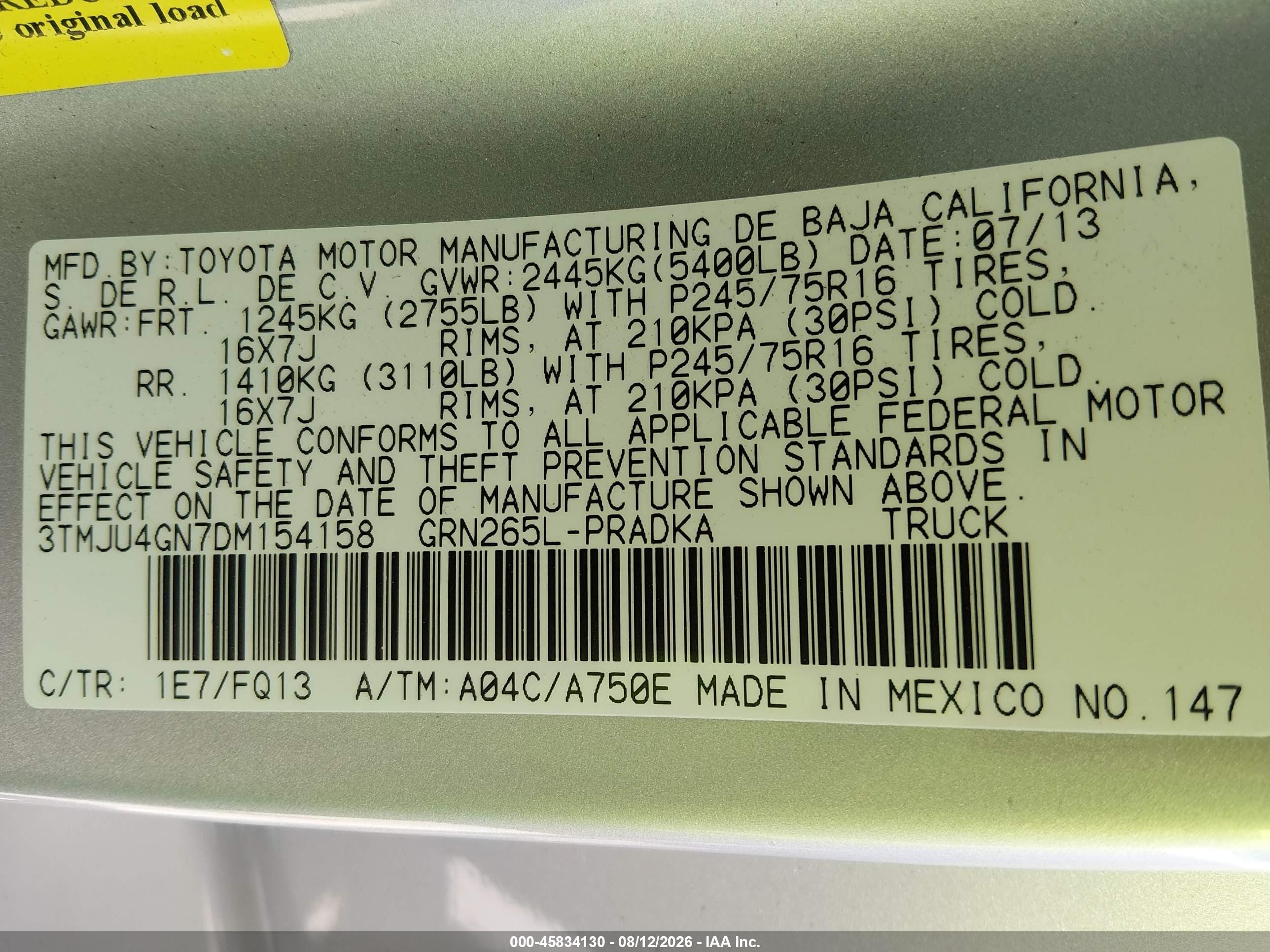 2013 Toyota Tacoma Prerunner V6 Gray vin: 3TMJU4GN7DM154158