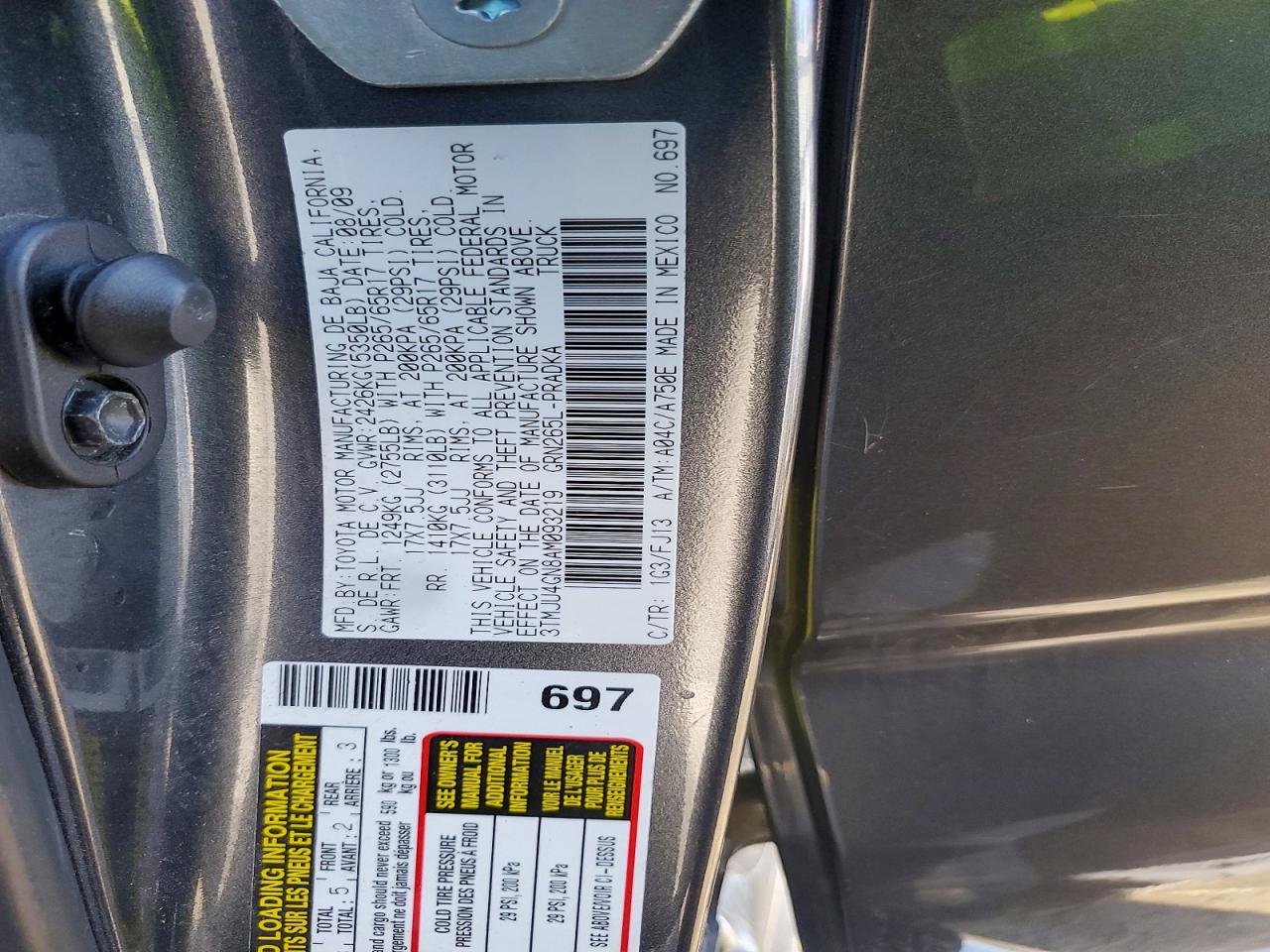 2010 Toyota Tacoma Double Cab Prerunner Charcoal vin: 3TMJU4GN8AM093219