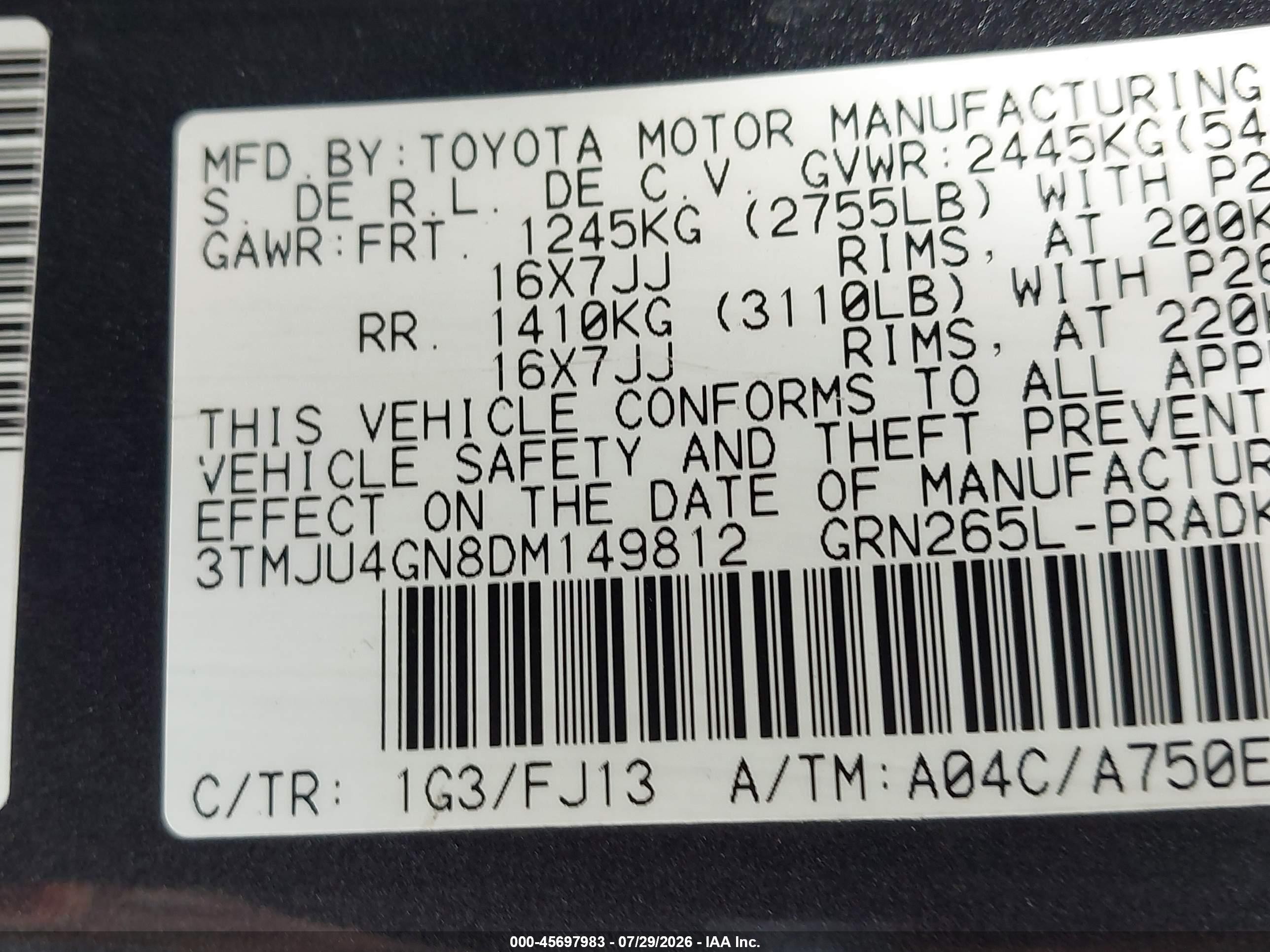 2013 Toyota Tacoma Prerunner V6 Gray vin: 3TMJU4GN8DM149812