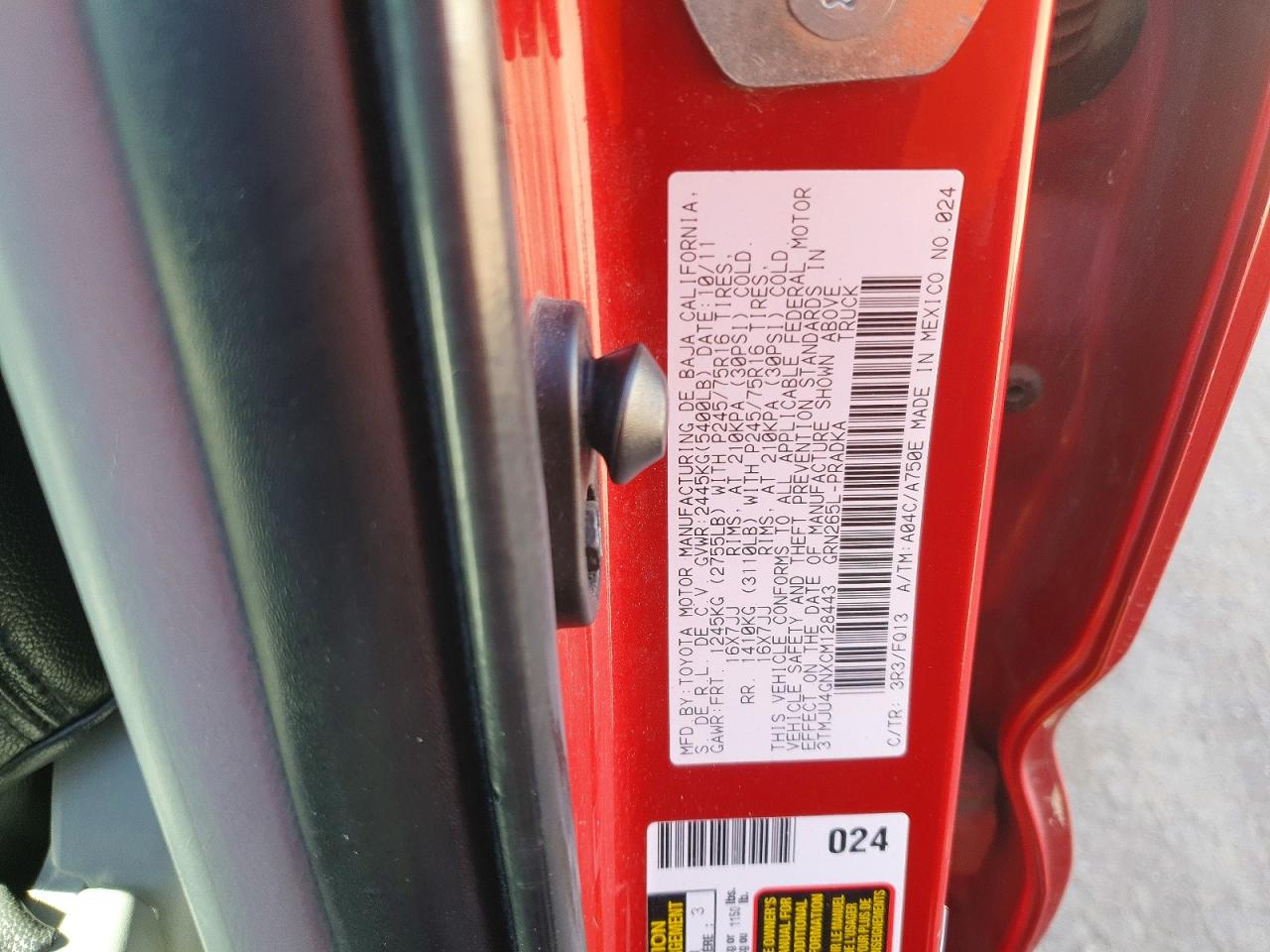 2012 Toyota Tacoma Double Cab Prerunner Orange vin: 3TMJU4GNXCM128443