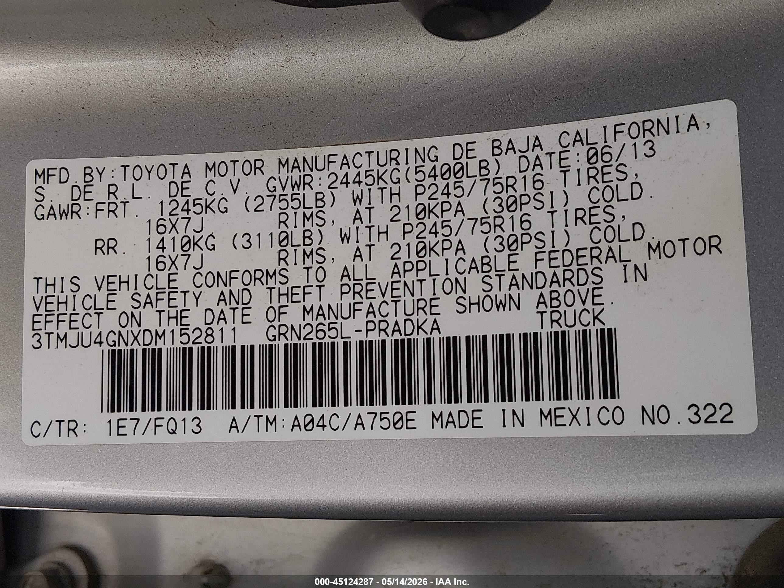 2013 Toyota Tacoma Prerunner V6 Silver vin: 3TMJU4GNXDM152811