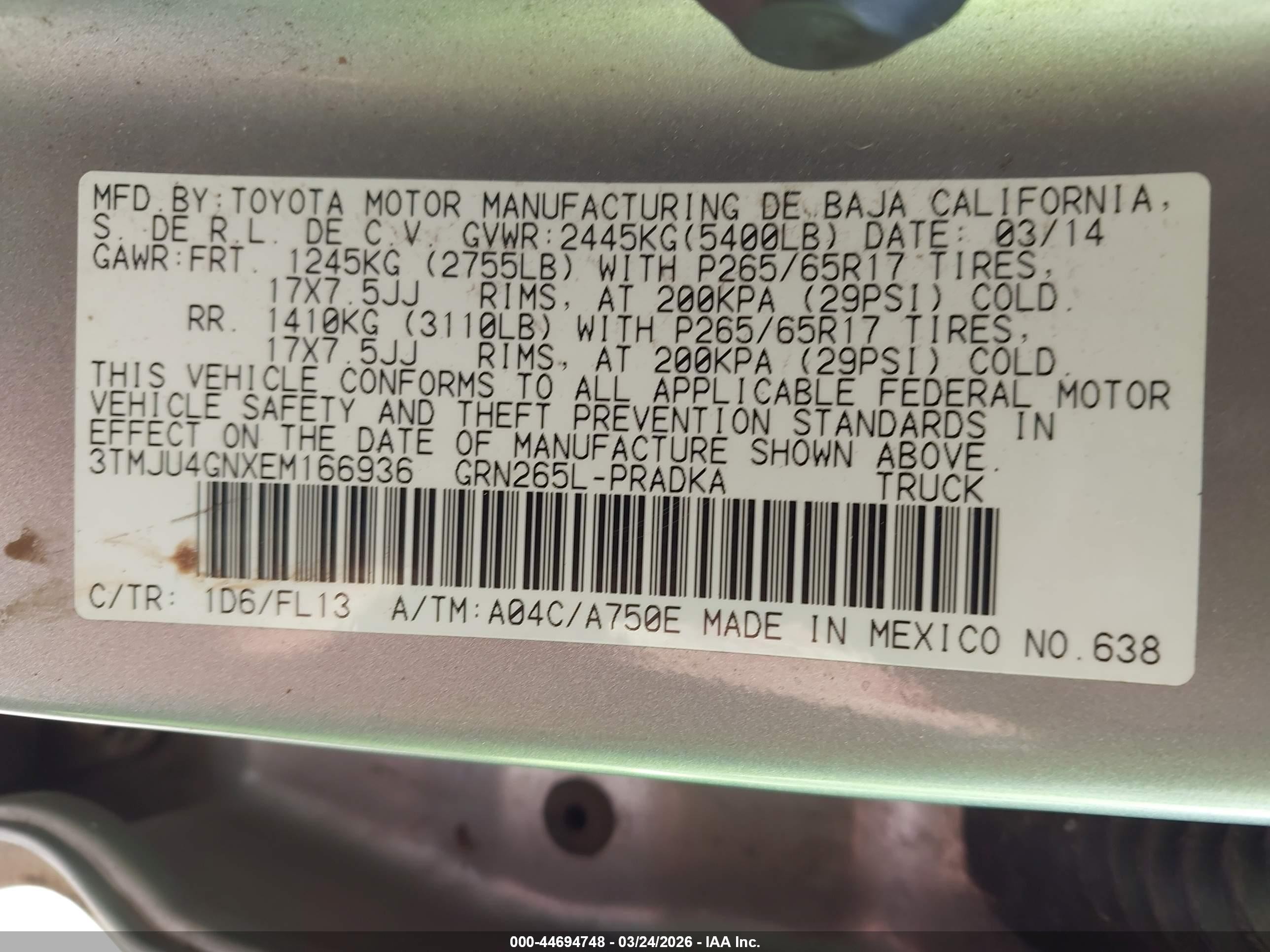 2014 Toyota Tacoma Prerunner V6 Silver vin: 3TMJU4GNXEM166936