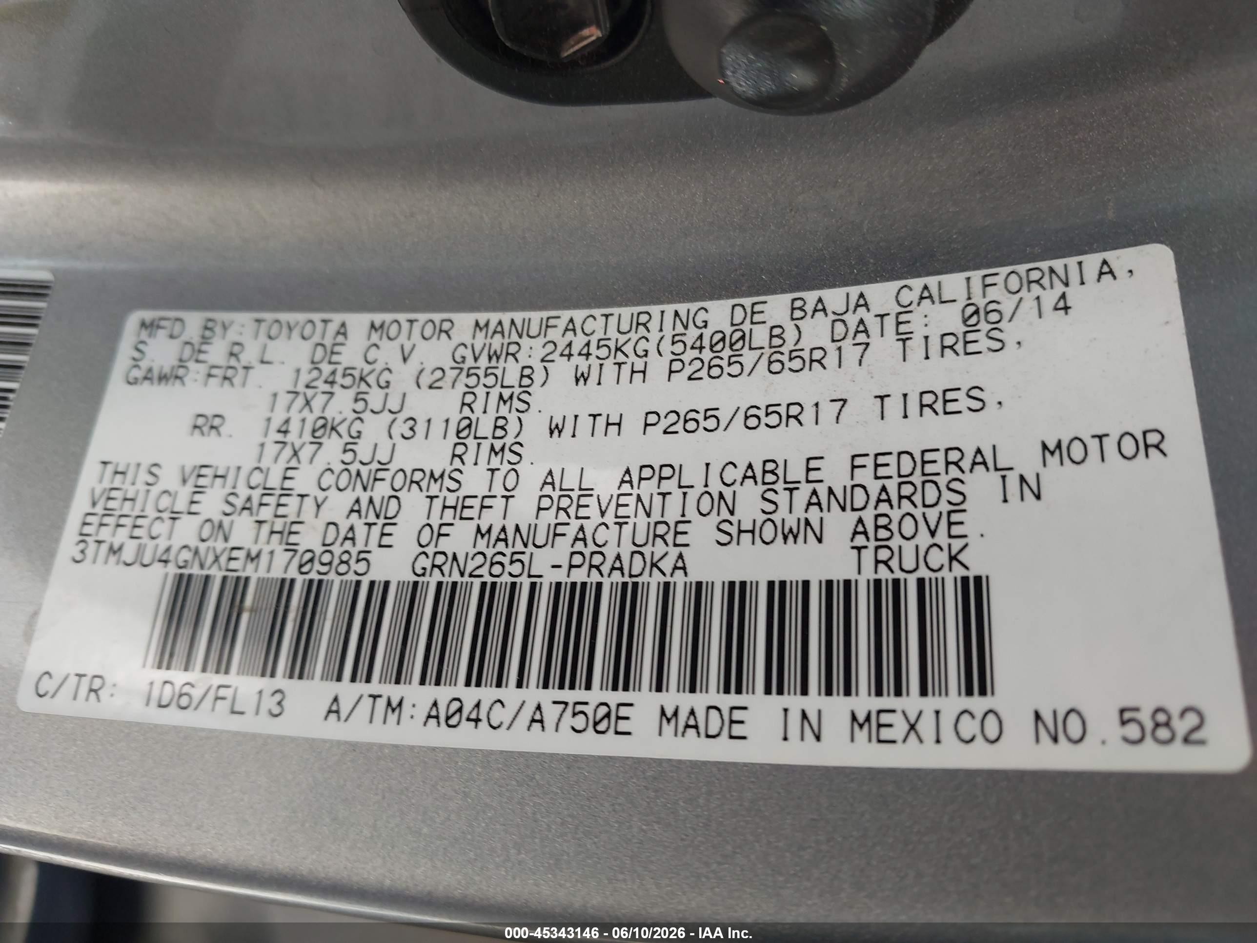 2014 Toyota Tacoma Prerunner V6 Silver vin: 3TMJU4GNXEM170985