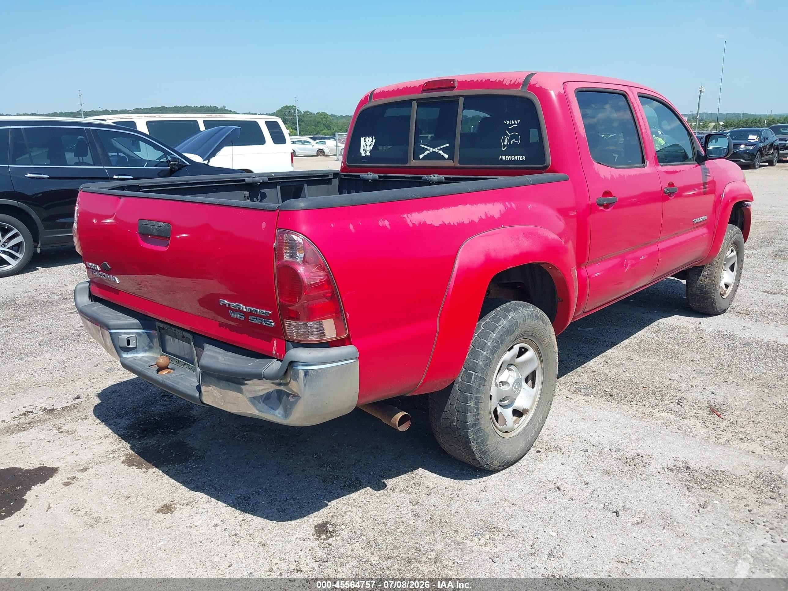 2007 Toyota Tacoma Prerunner V6 Red vin: 3TMJU62N07M040655
