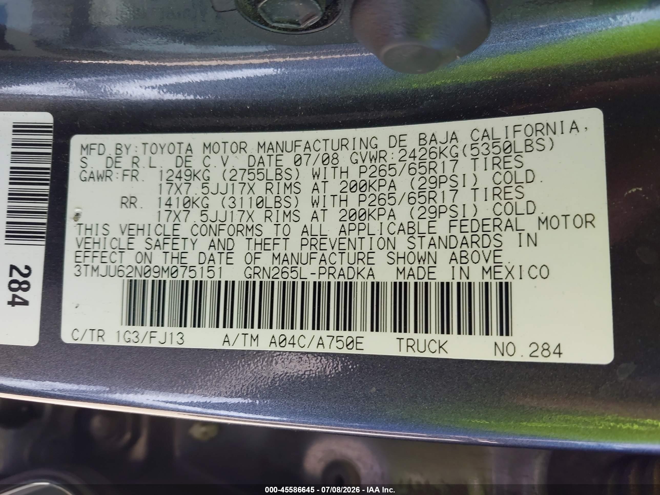 2009 Toyota Tacoma Prerunner V6 Gray vin: 3TMJU62N09M075151