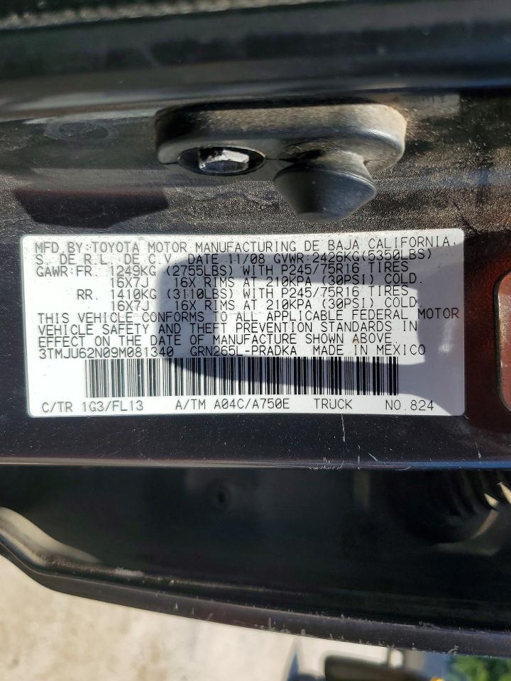 2009 Toyota Tacoma Double Cab Prerunner Gray vin: 3TMJU62N09M081340