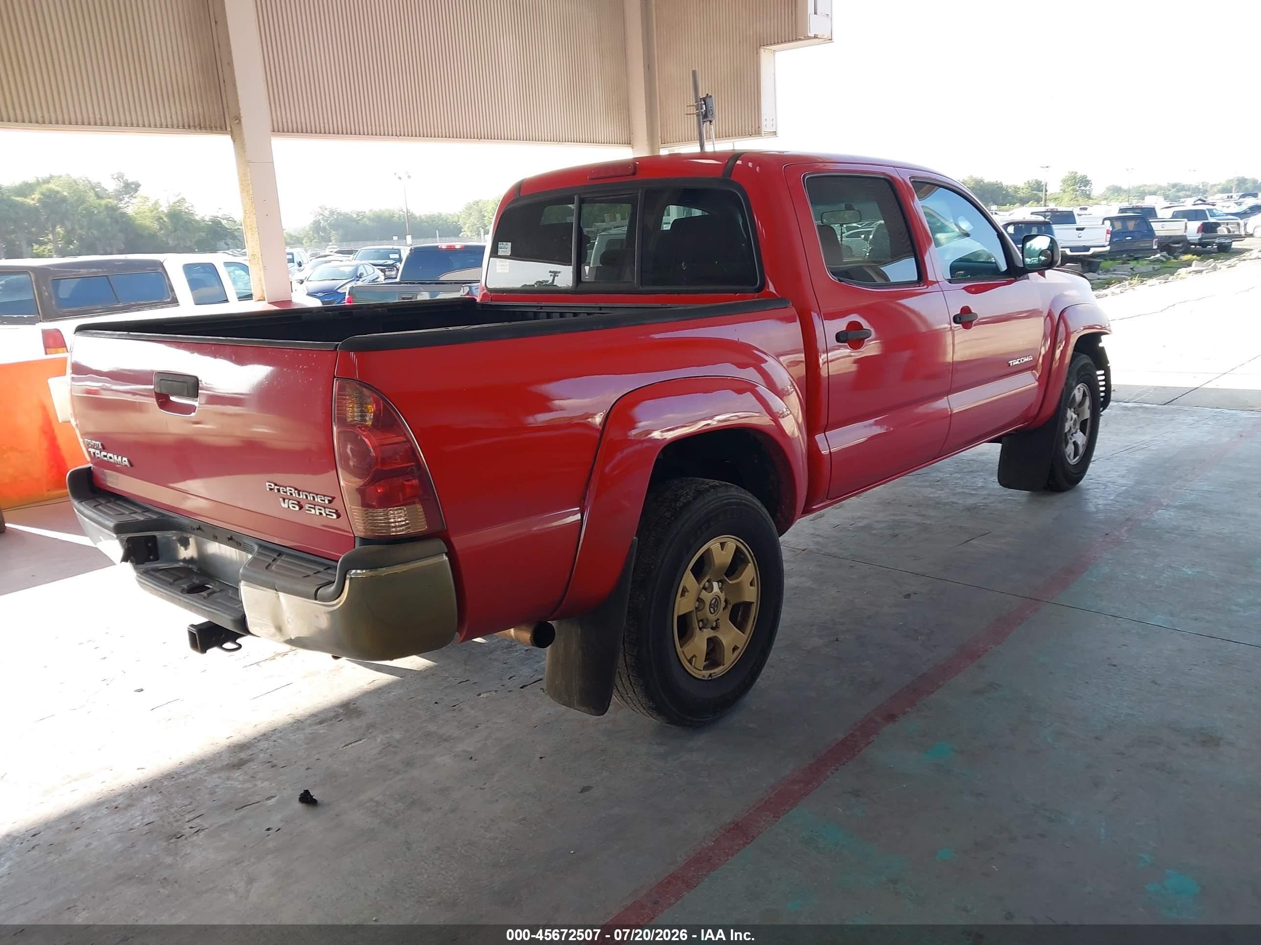 2008 Toyota Tacoma Prerunner V6 Red vin: 3TMJU62N18M057238