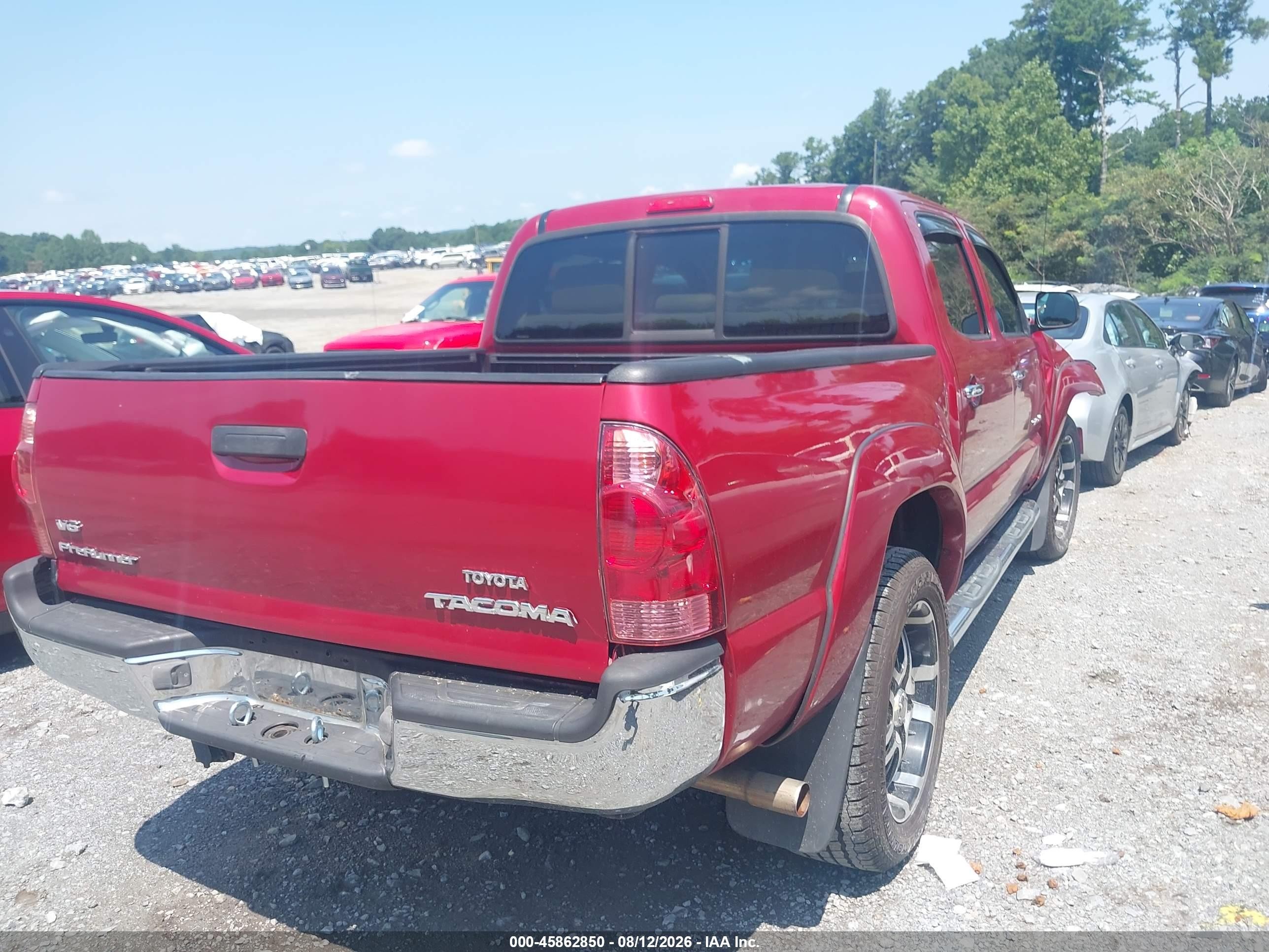 2008 Toyota Tacoma Prerunner V6 Red vin: 3TMJU62N28M064604