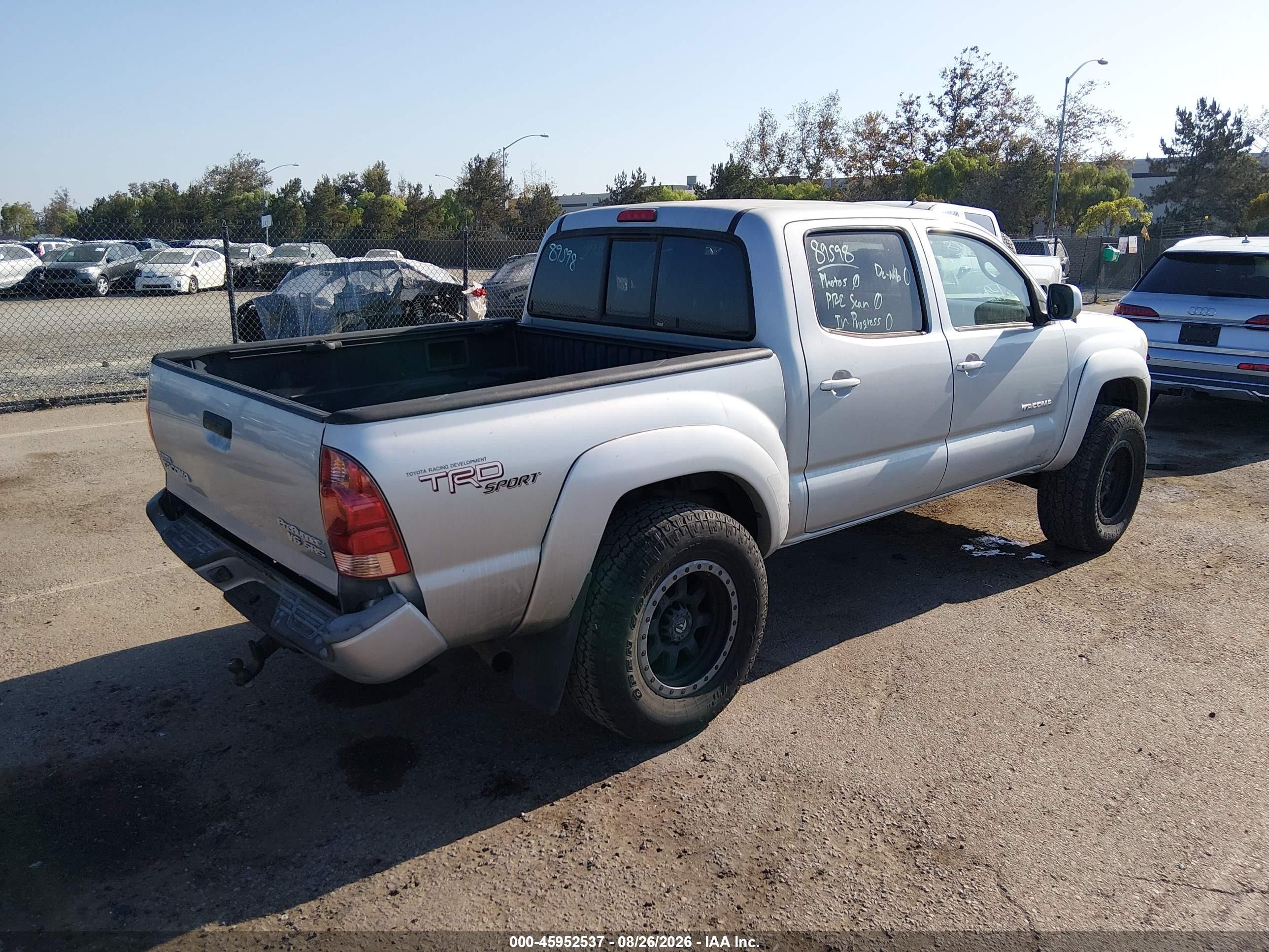 2008 Toyota Tacoma Prerunner V6 Gray vin: 3TMJU62N48M067309