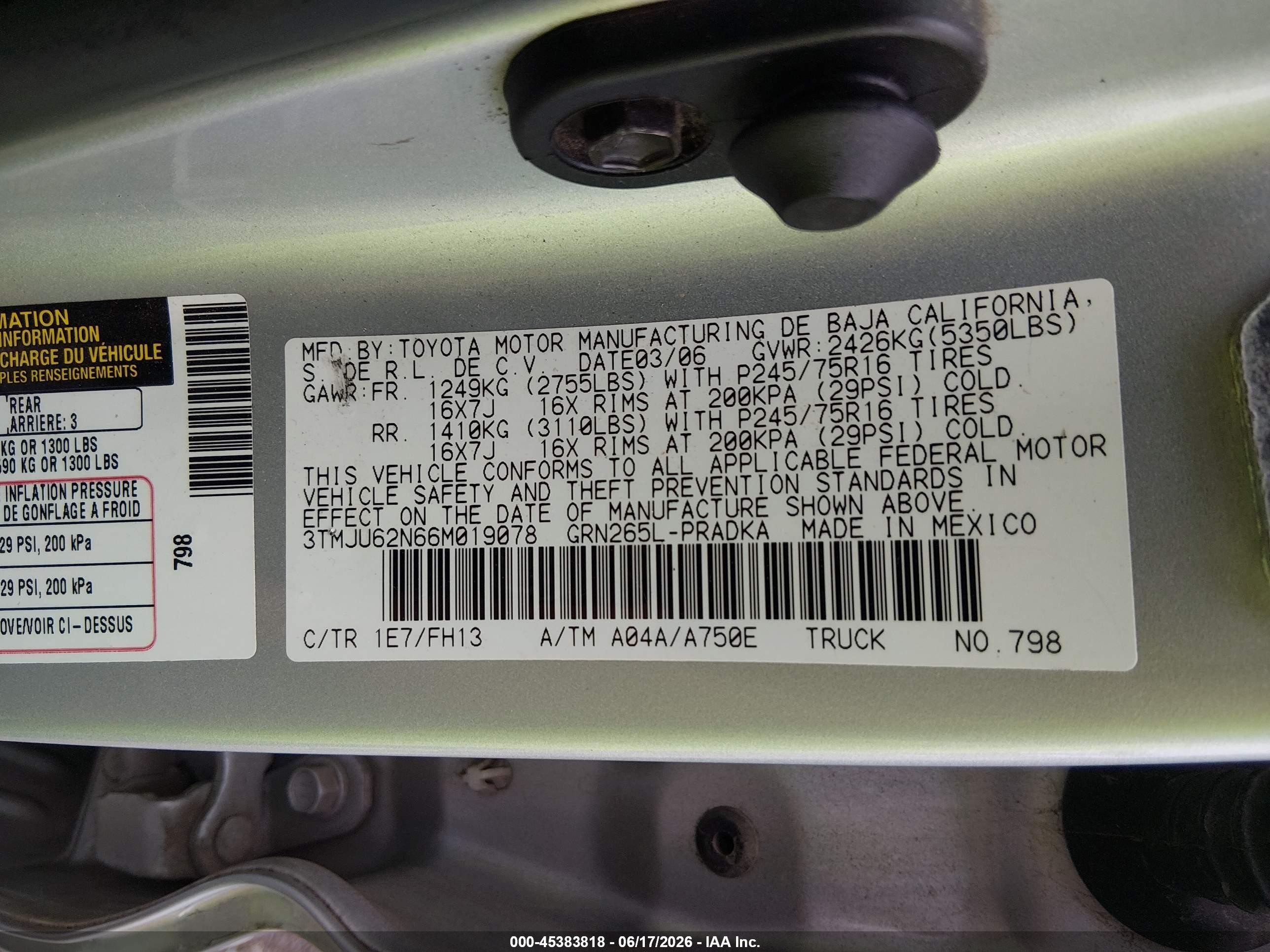 2006 Toyota Tacoma Prerunner V6 Silver vin: 3TMJU62N66M019078