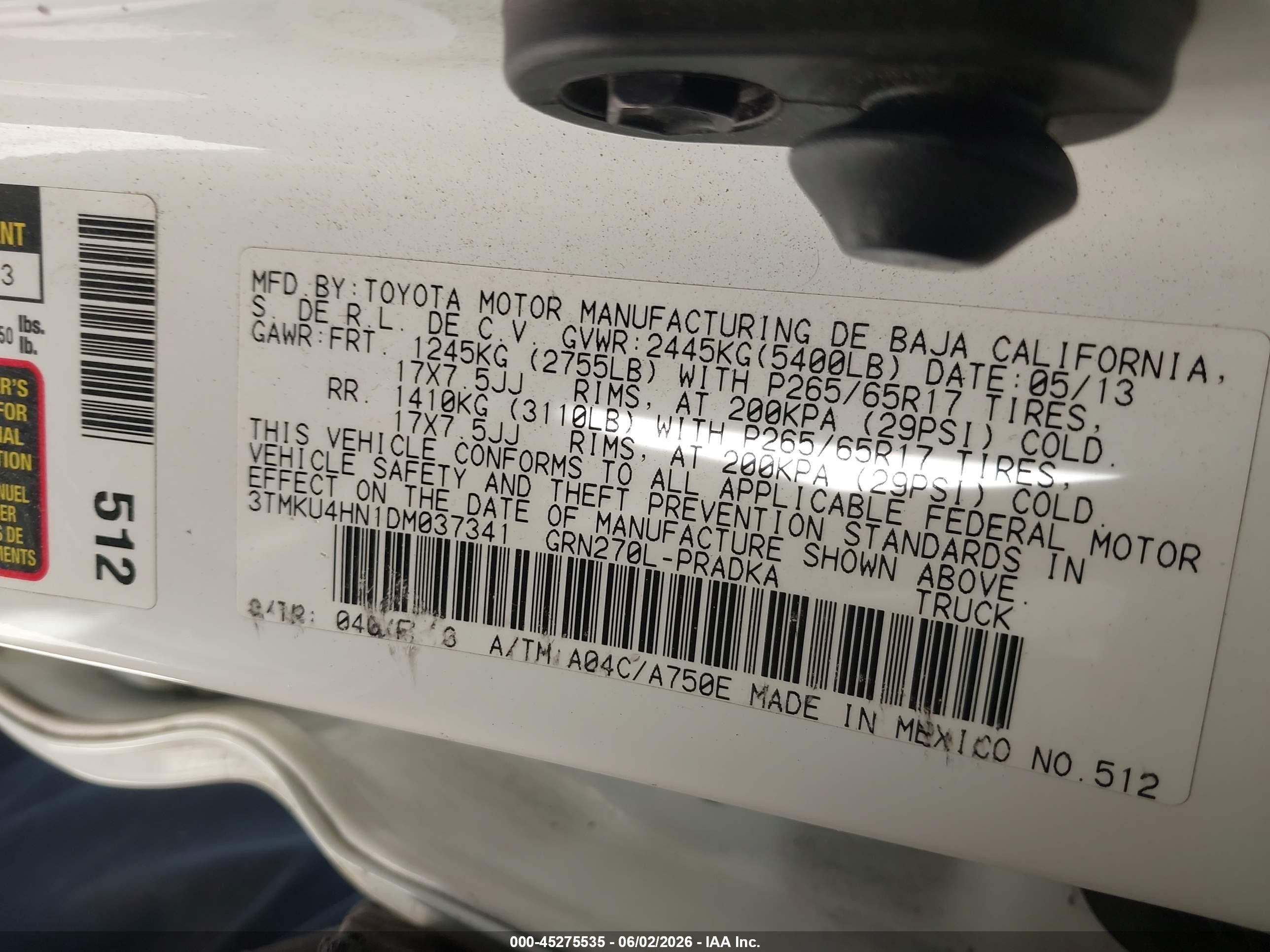 2013 Toyota Tacoma Prerunner V6 White vin: 3TMKU4HN1DM037341