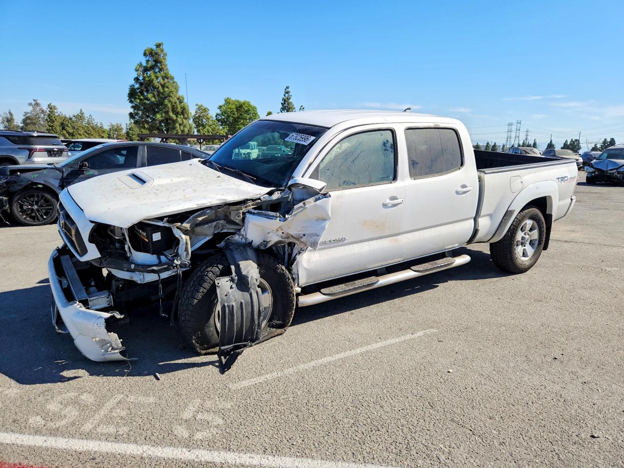 2015 Toyota Tacoma Double Cab Prerunner Long Bed White vin: 3TMKU4HN1FM046530