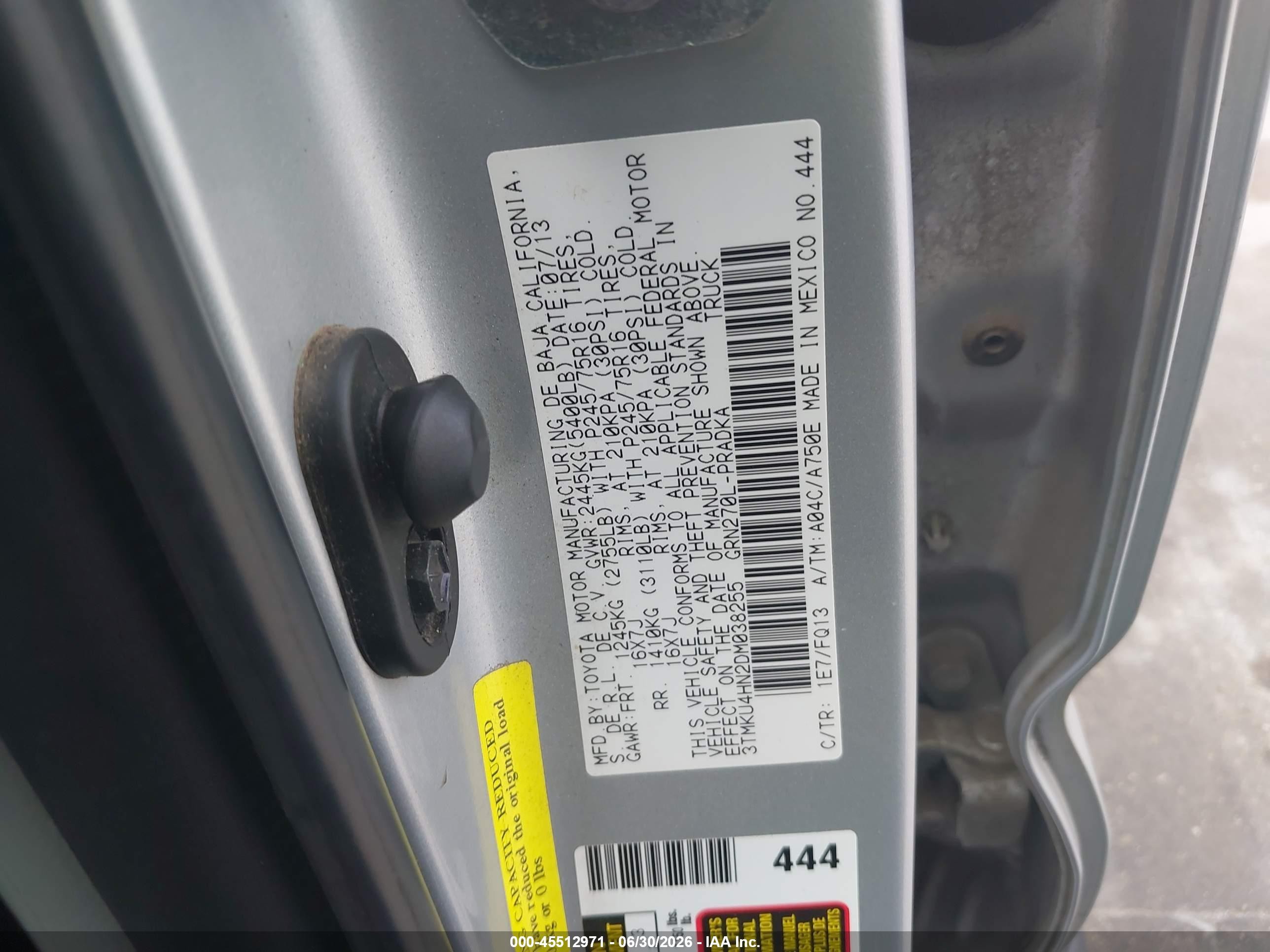 2013 Toyota Tacoma Prerunner V6 Gray vin: 3TMKU4HN2DM038255