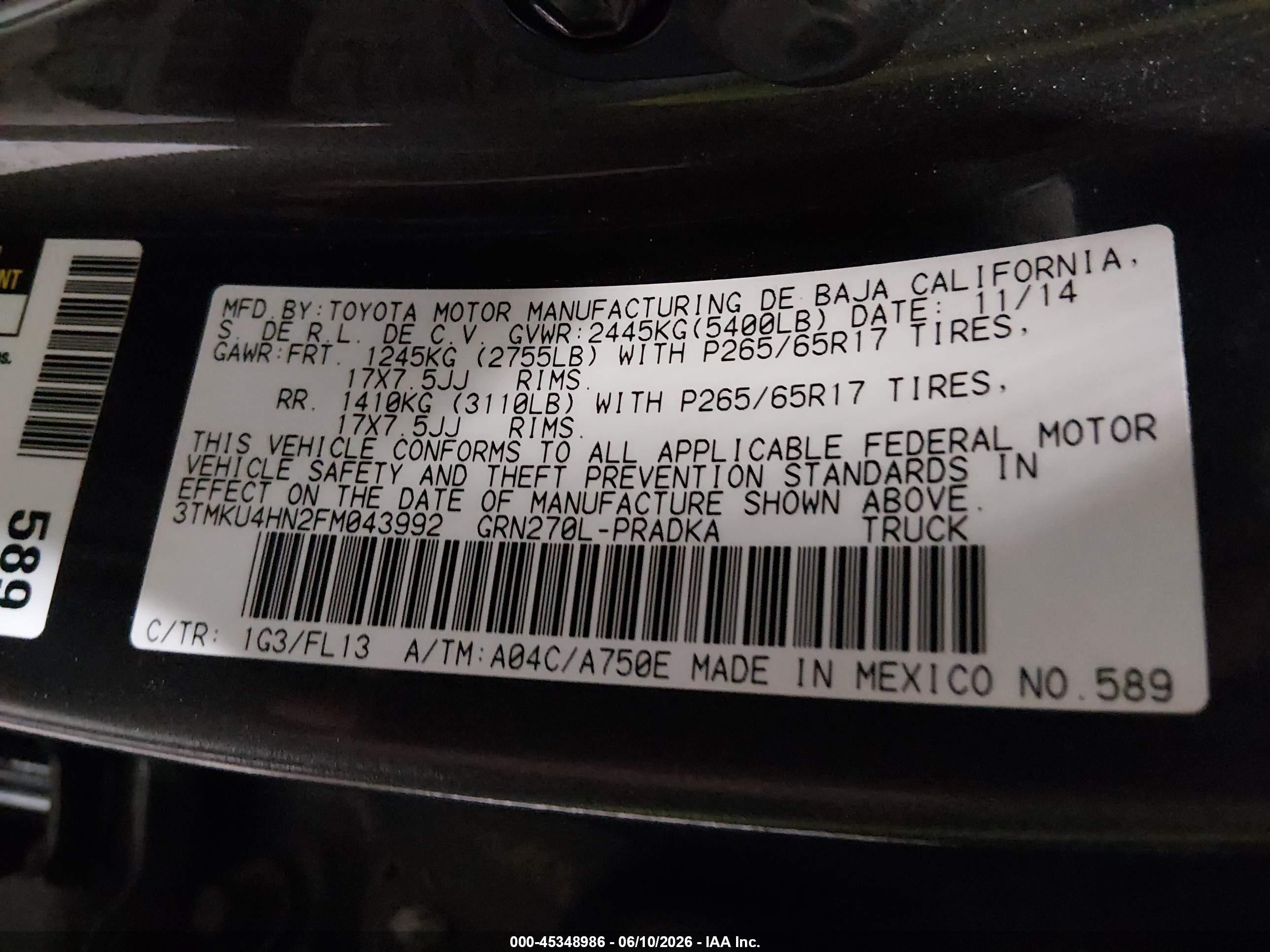 2015 Toyota Tacoma Prerunner V6 Gray vin: 3TMKU4HN2FM043992