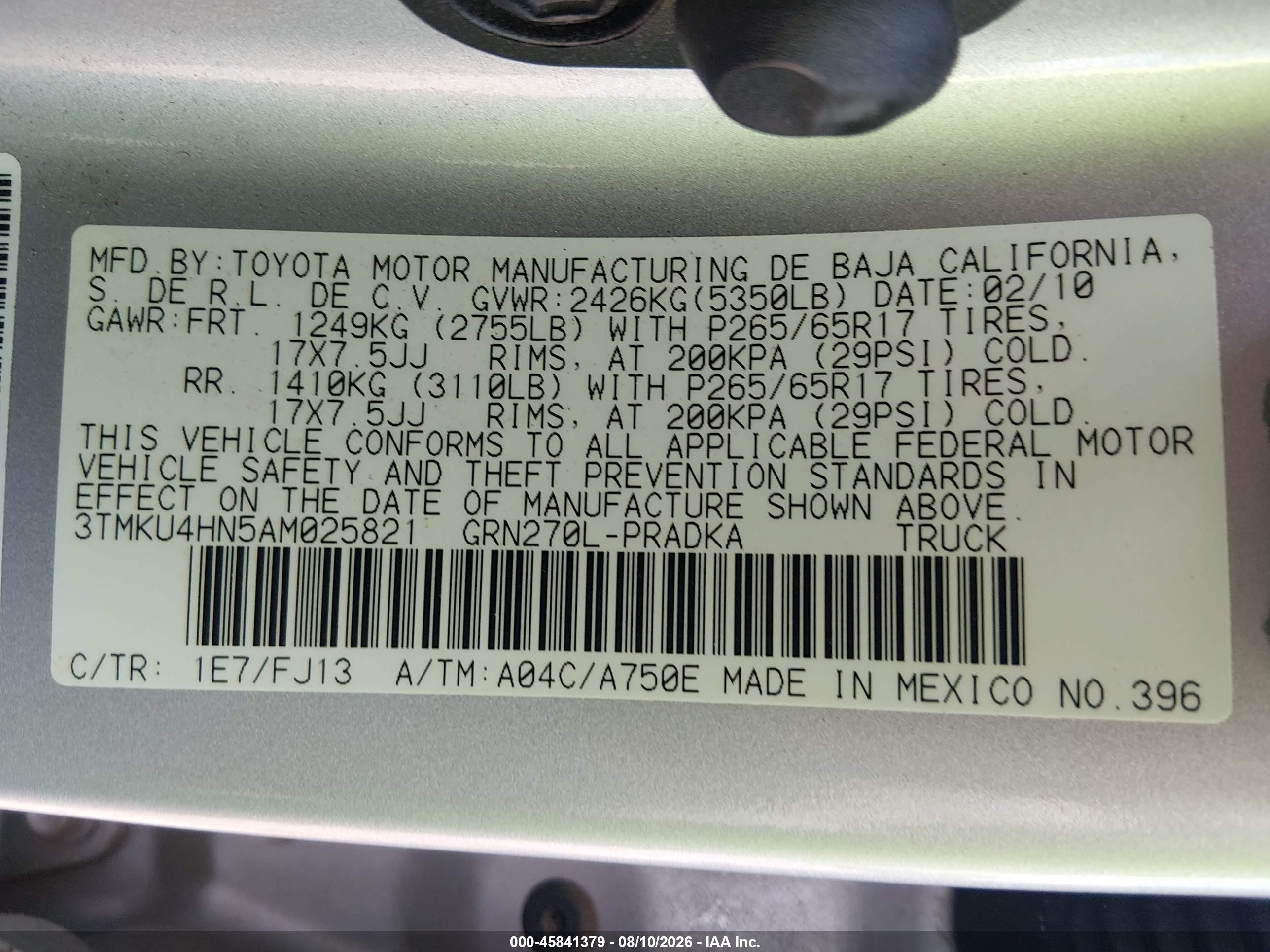 2010 Toyota Tacoma Prerunner V6 Silver vin: 3TMKU4HN5AM025821