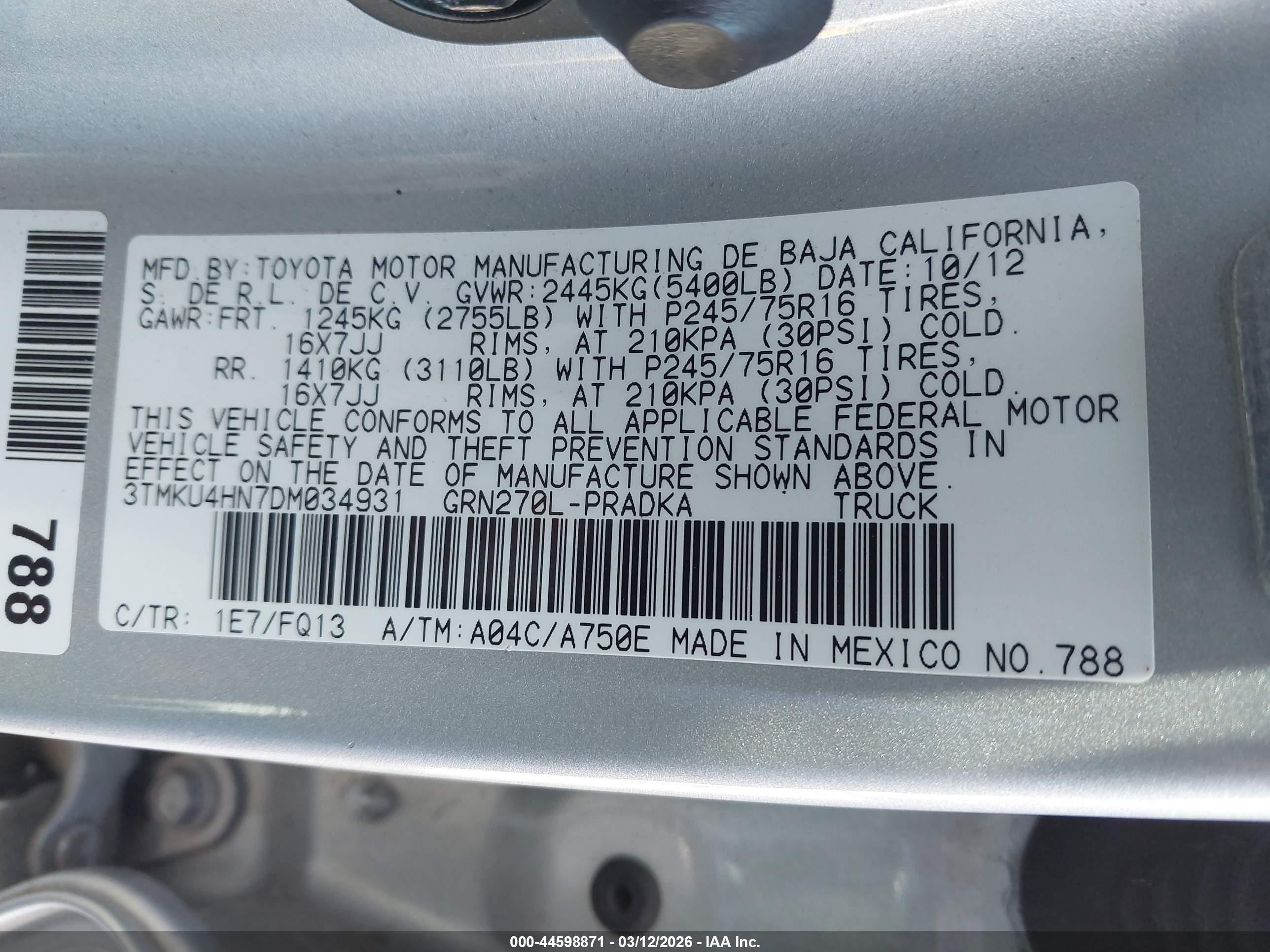 2013 Toyota Tacoma Prerunner V6 Серебряный vin: 3TMKU4HN7DM034931