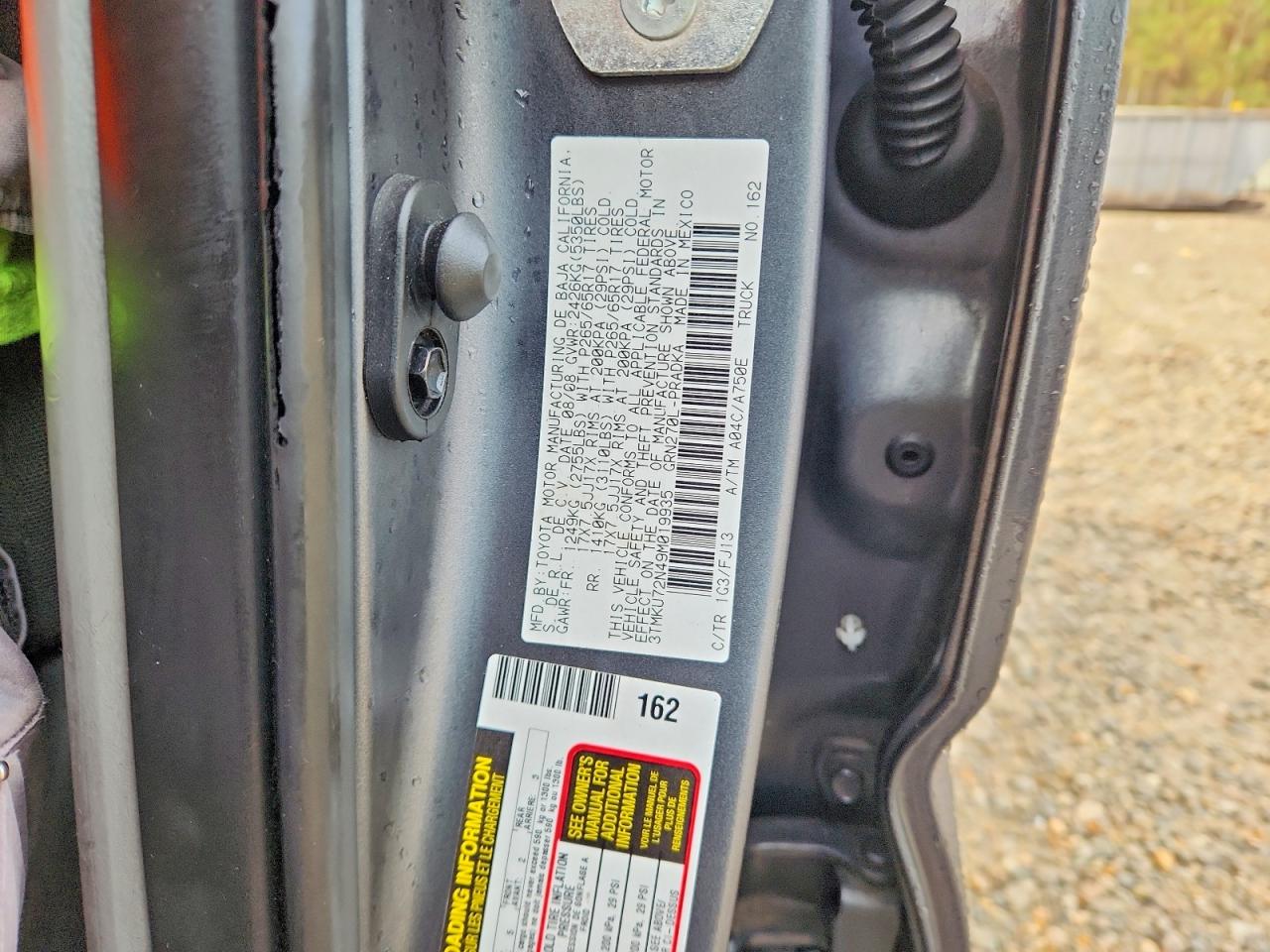 2009 Toyota Tacoma Prerunner V6 Угольный vin: 3TMKU72N49M019935
