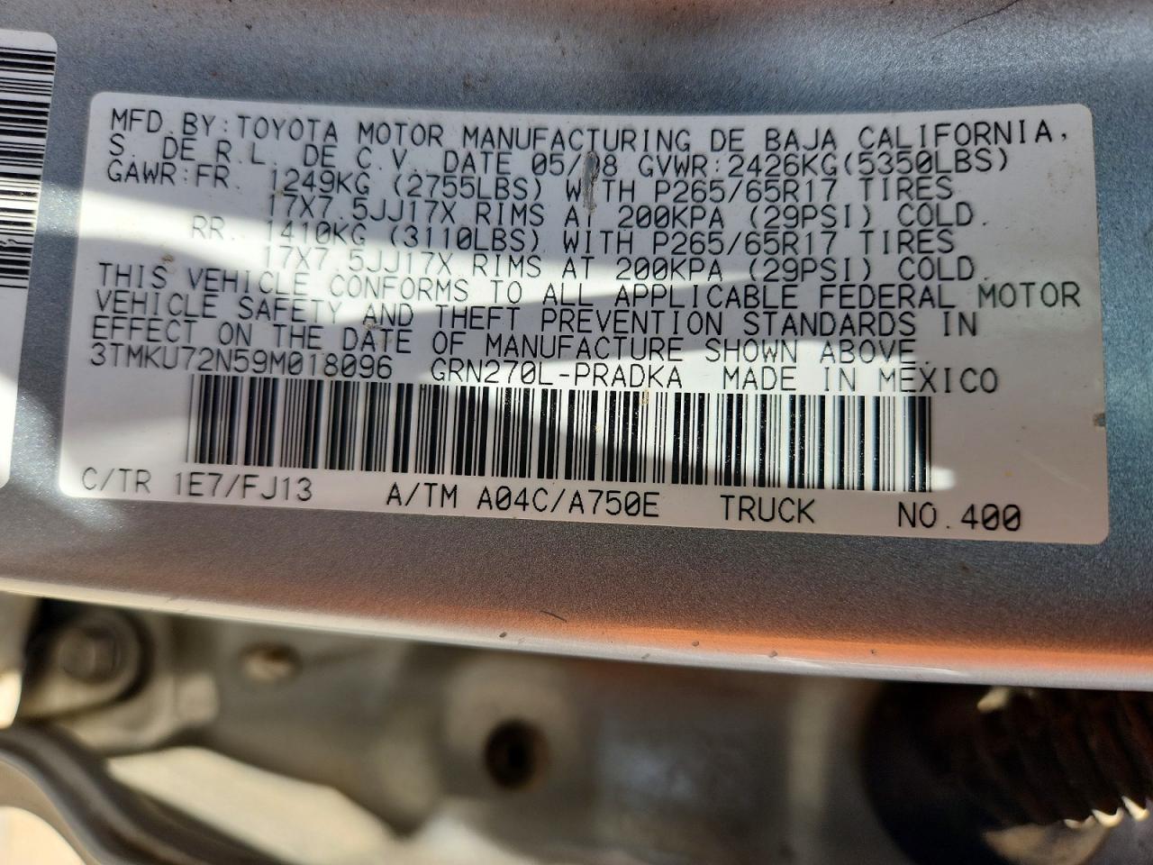2009 Toyota Tacoma Double Cab Prerunner Long Bed Silver vin: 3TMKU72N59M018096
