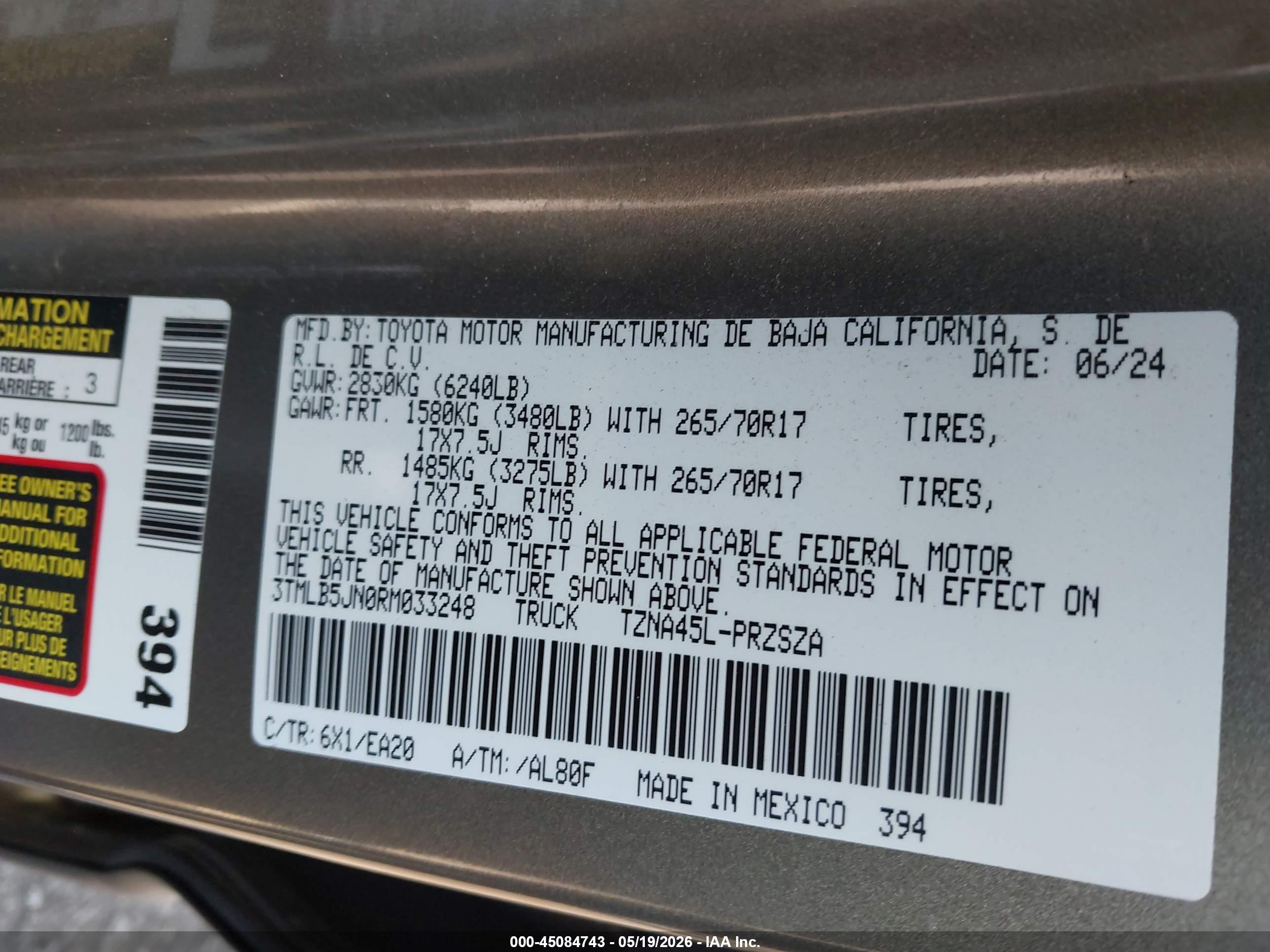 2024 Toyota Tacoma Trd Off Road Beige vin: 3TMLB5JN0RM033248