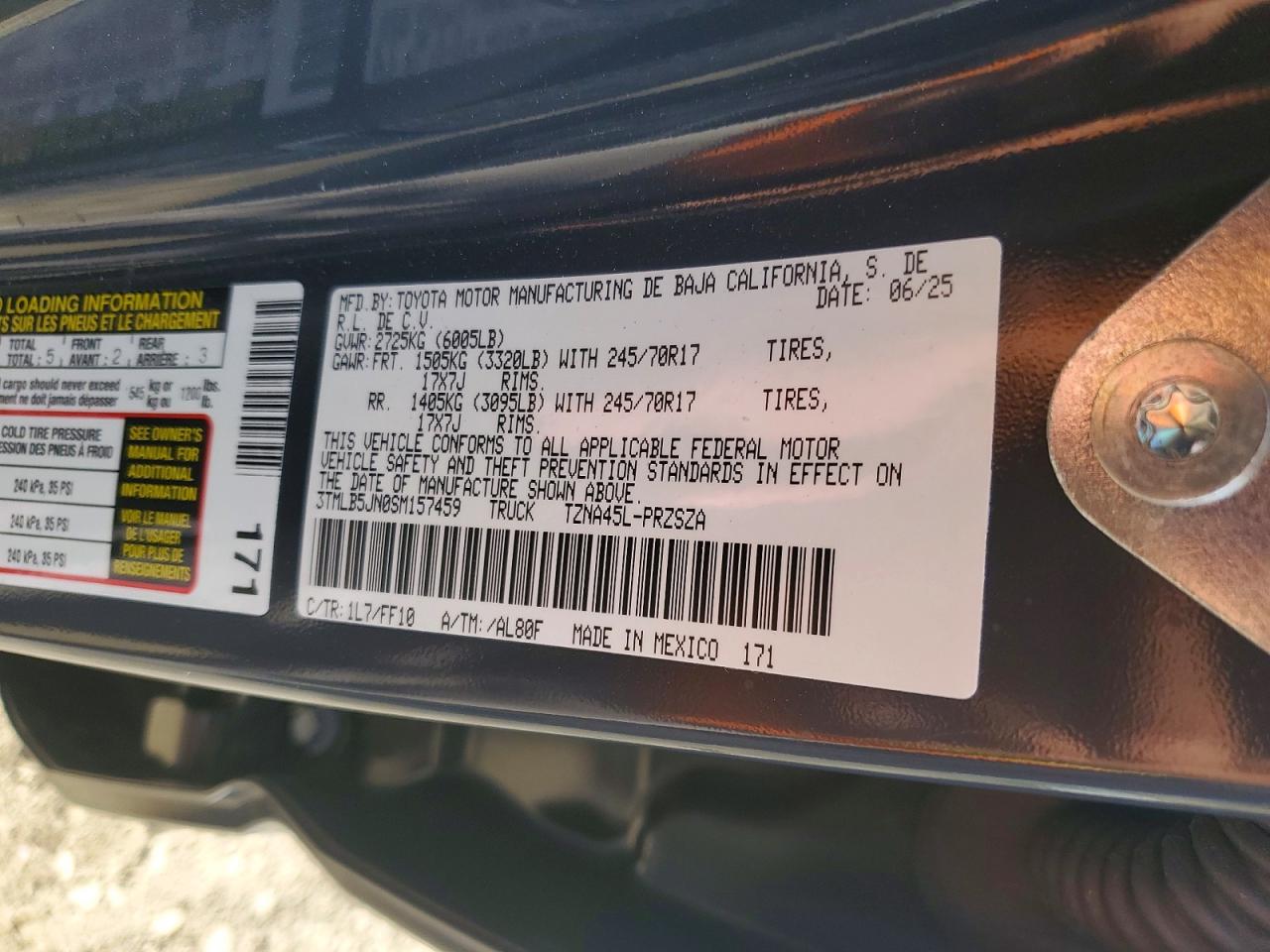 2025 Toyota Tacoma Sr5 Gray vin: 3TMLB5JN0SM157459