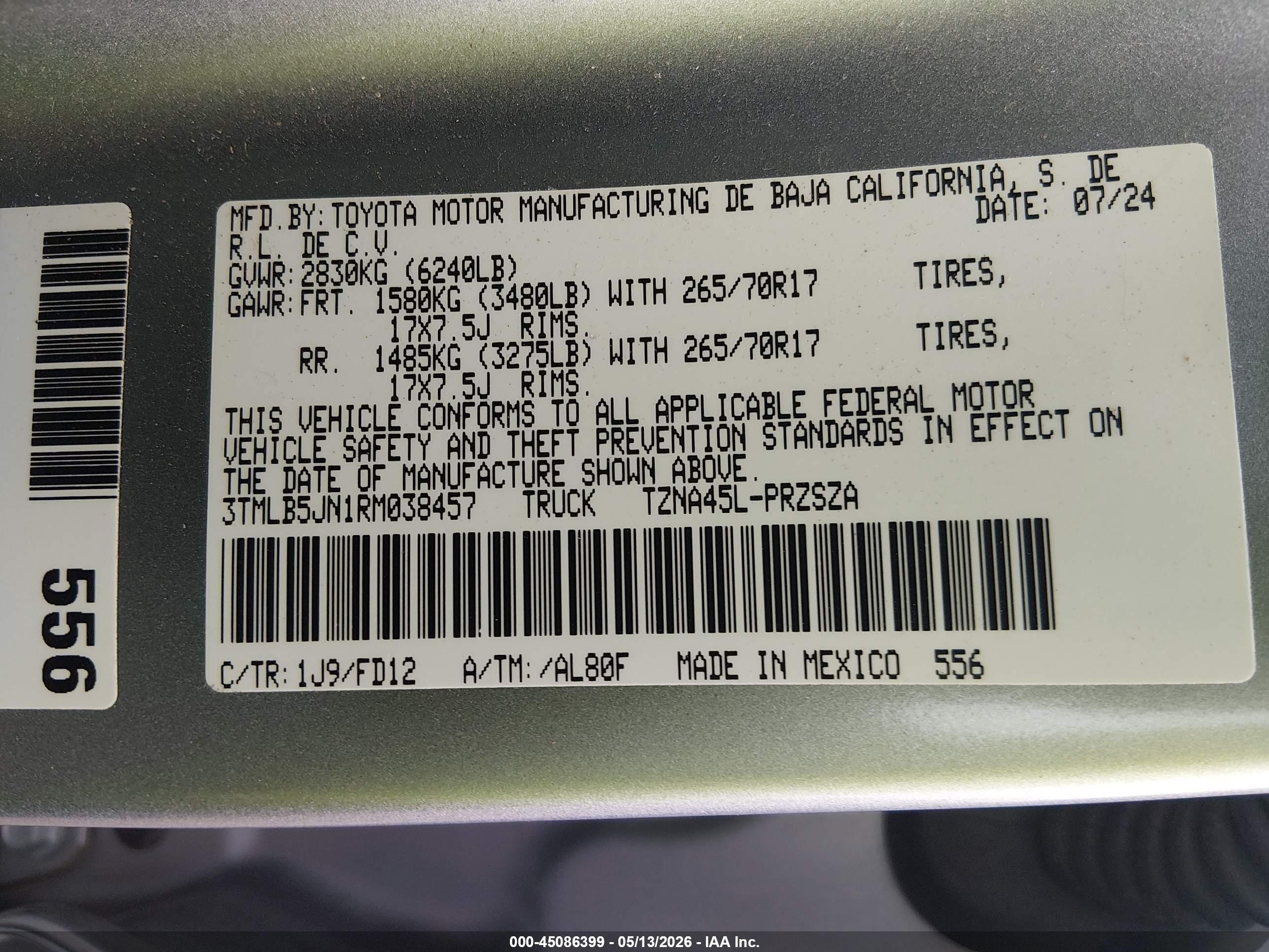 2024 Toyota Tacoma Trd Off Road Silver vin: 3TMLB5JN1RM038457